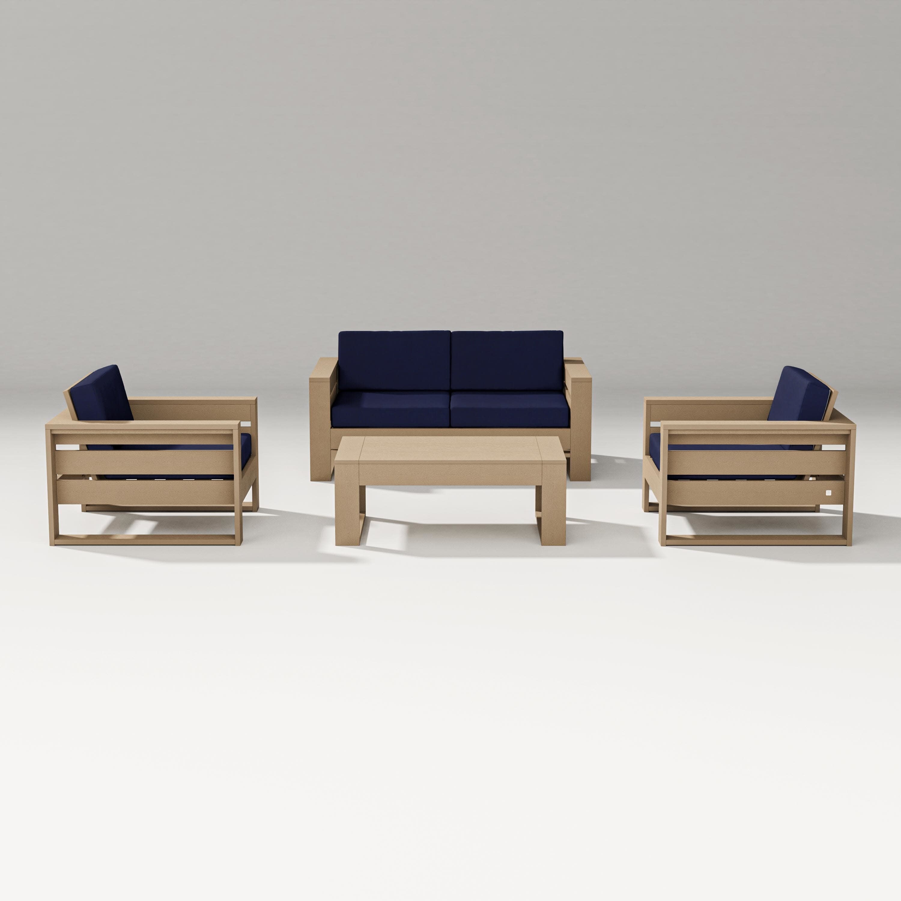 Latitude 4-Piece Lounge Loveseat Set in Vintage Sahara / Navy
