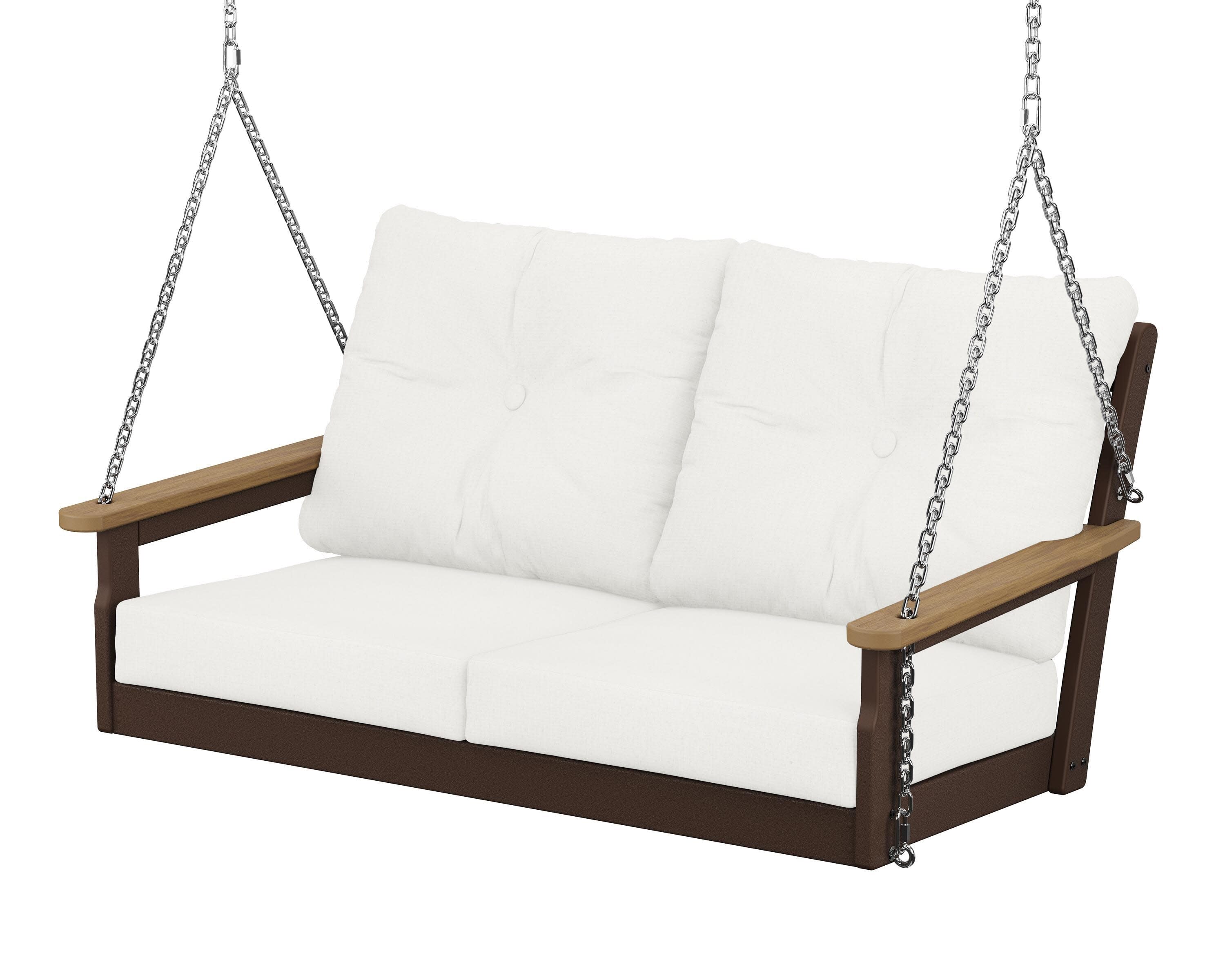 Vineyard Deep Seating Swing in Mahogany / Natural / Natural Linen