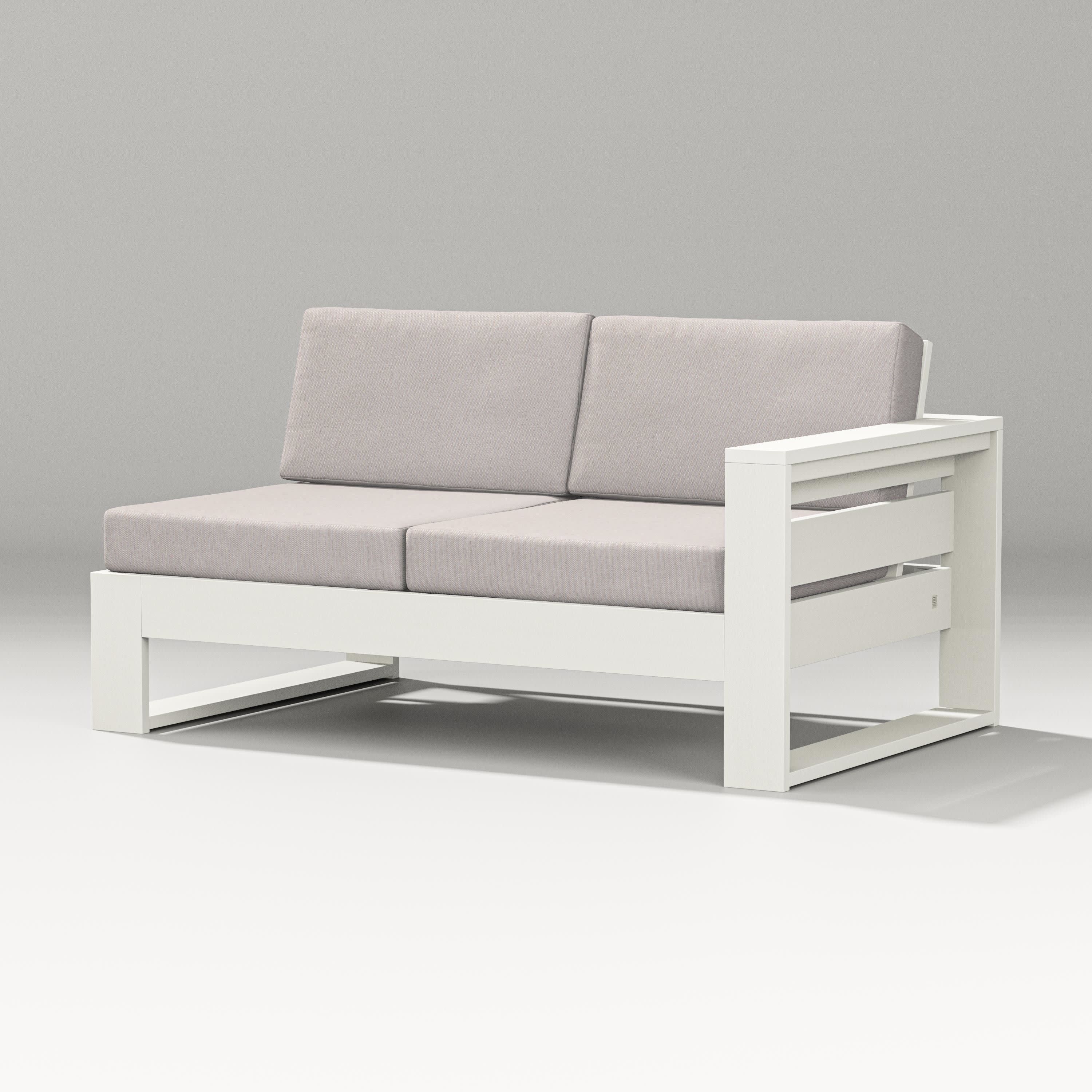 Latitude Modular Right Arm Loveseat in Vintage White / Dune Burlap