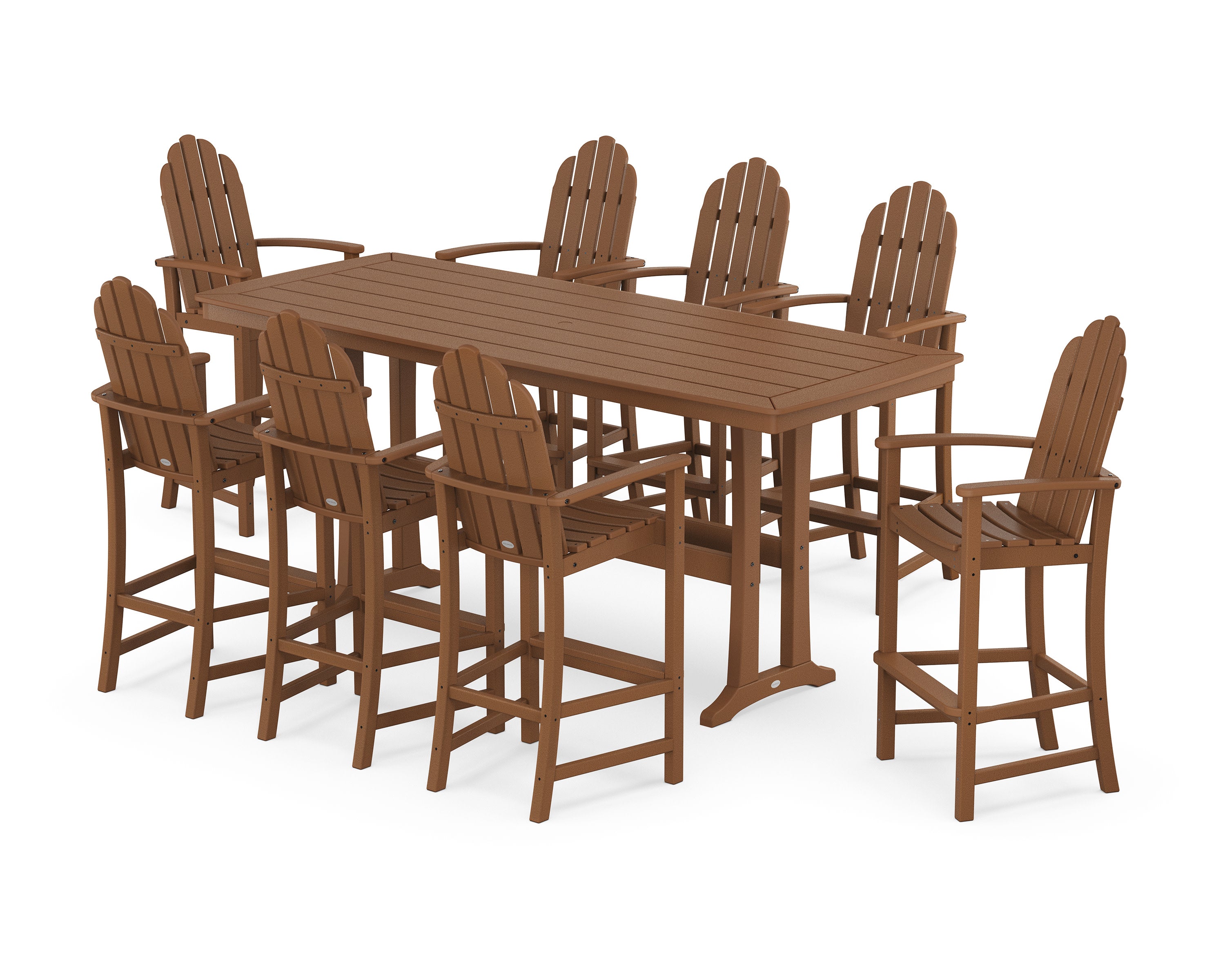 Classic Adirondack 9-Piece Bar Set with Trestle Legs in Teak