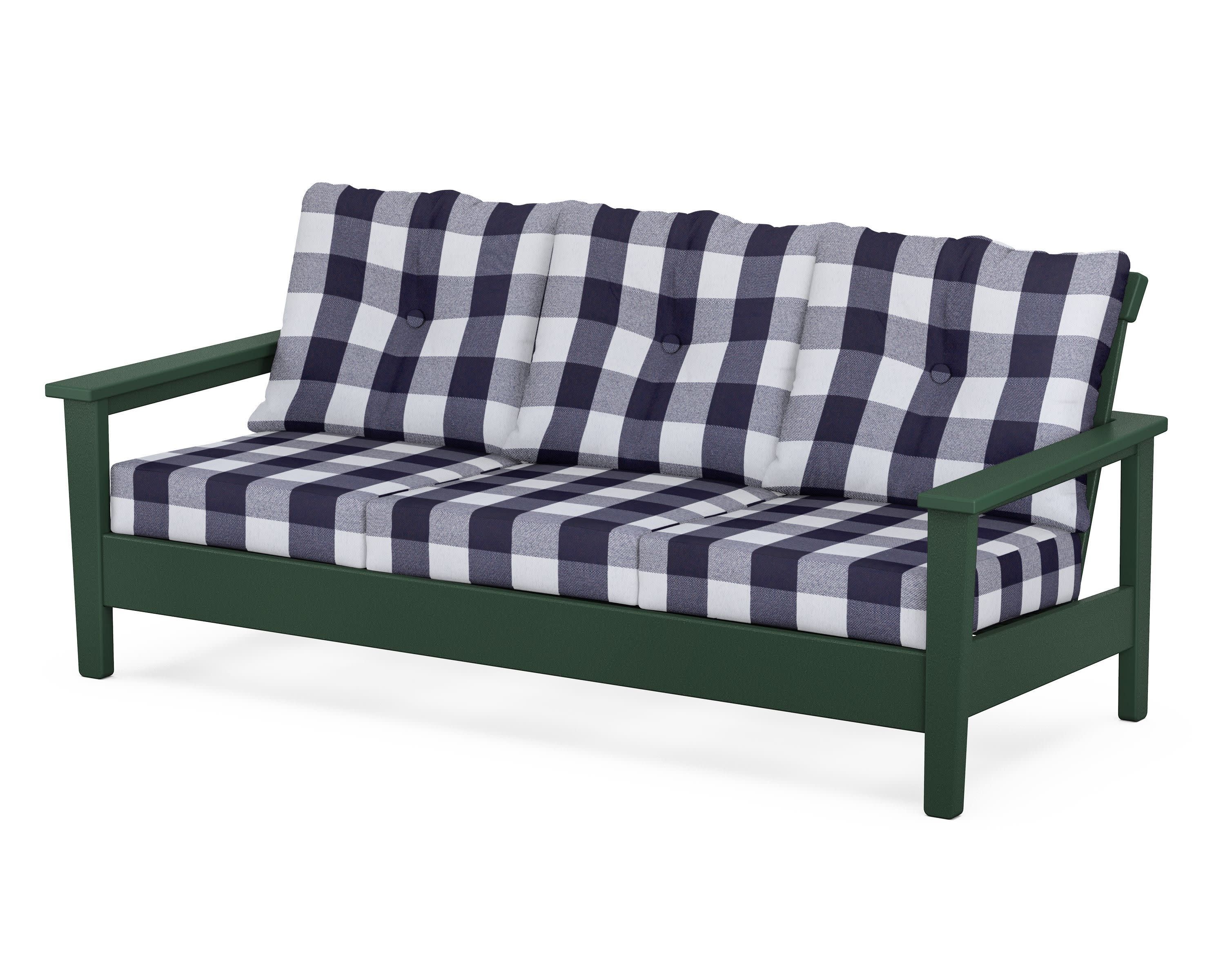 Prescott Deep Seating Sofa in Green / Buffalo Plaid Navy