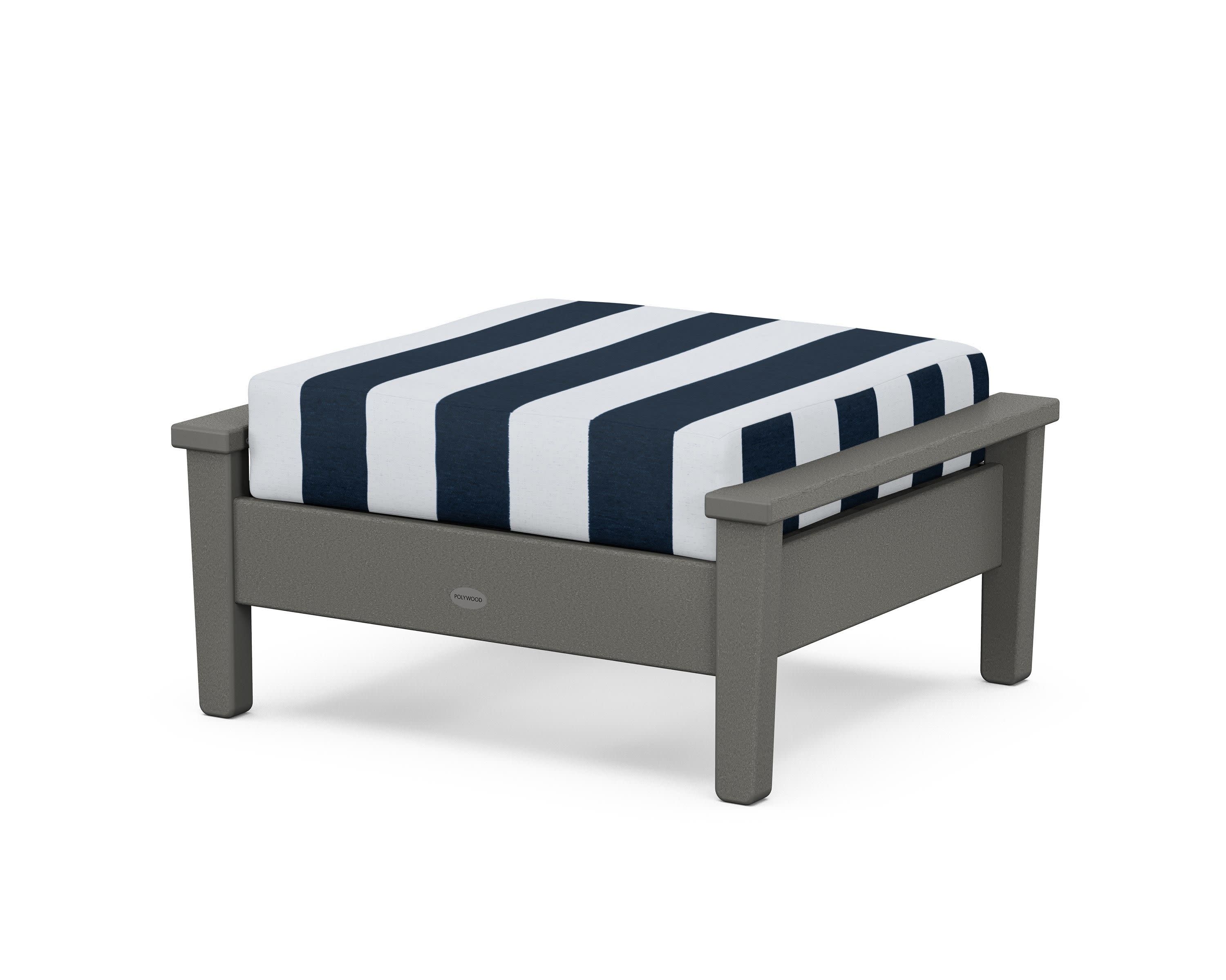 Prescott Deep Seating Ottoman in Slate Grey / Cabana Stripe Marine Indigo