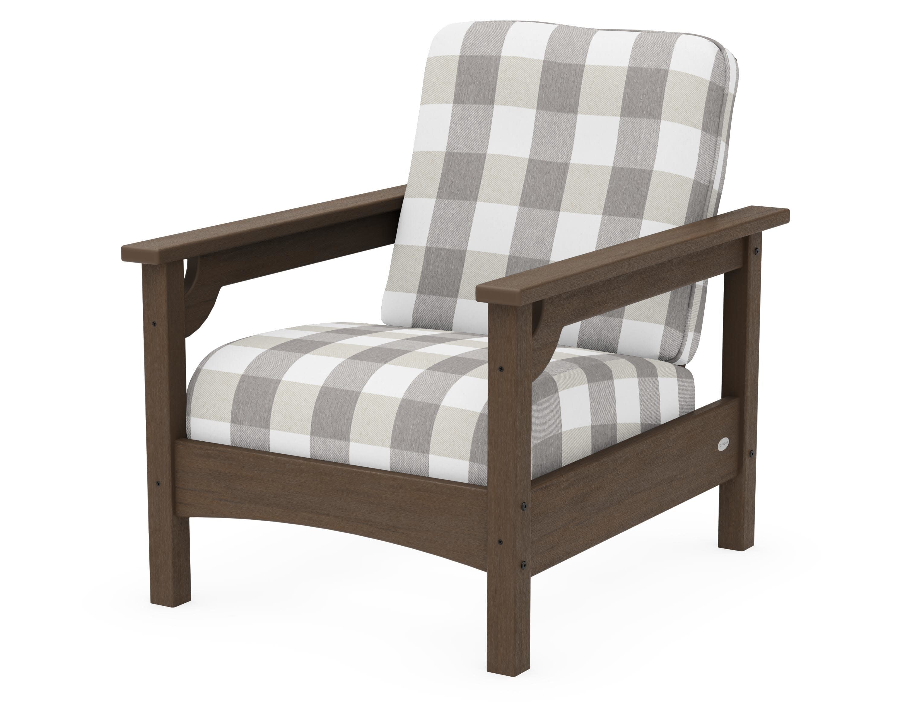 Club Chair in Kona / Buffalo Plaid Grey Mist