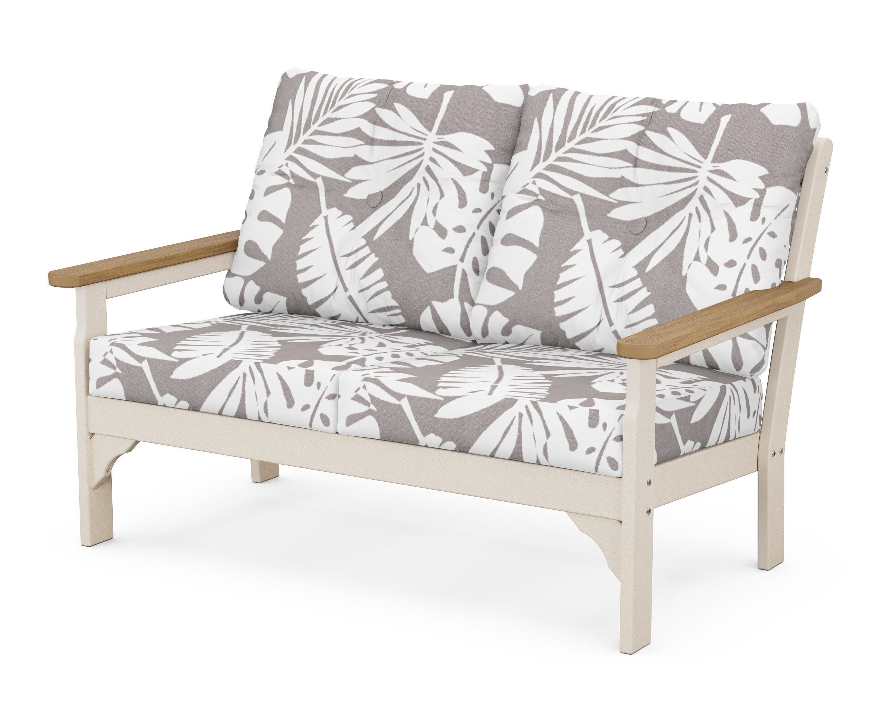 Vineyard Deep Seating Loveseat in Sand / Natural / Leaf Grey Mist
