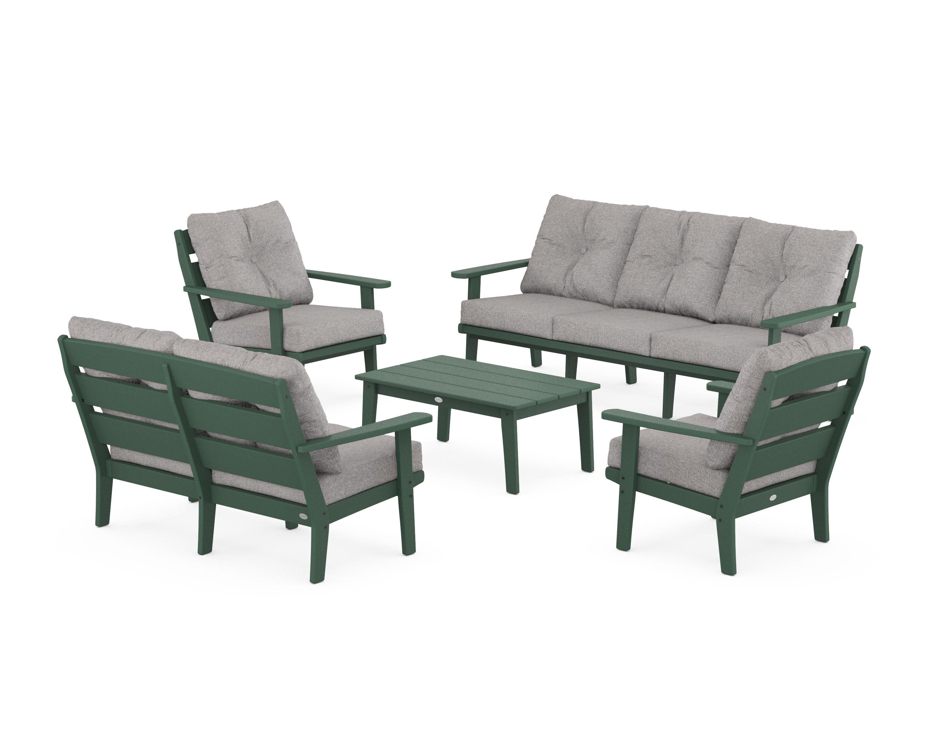 Lakeside 5-Piece Lounge Sofa Set in Green / Grey Mist