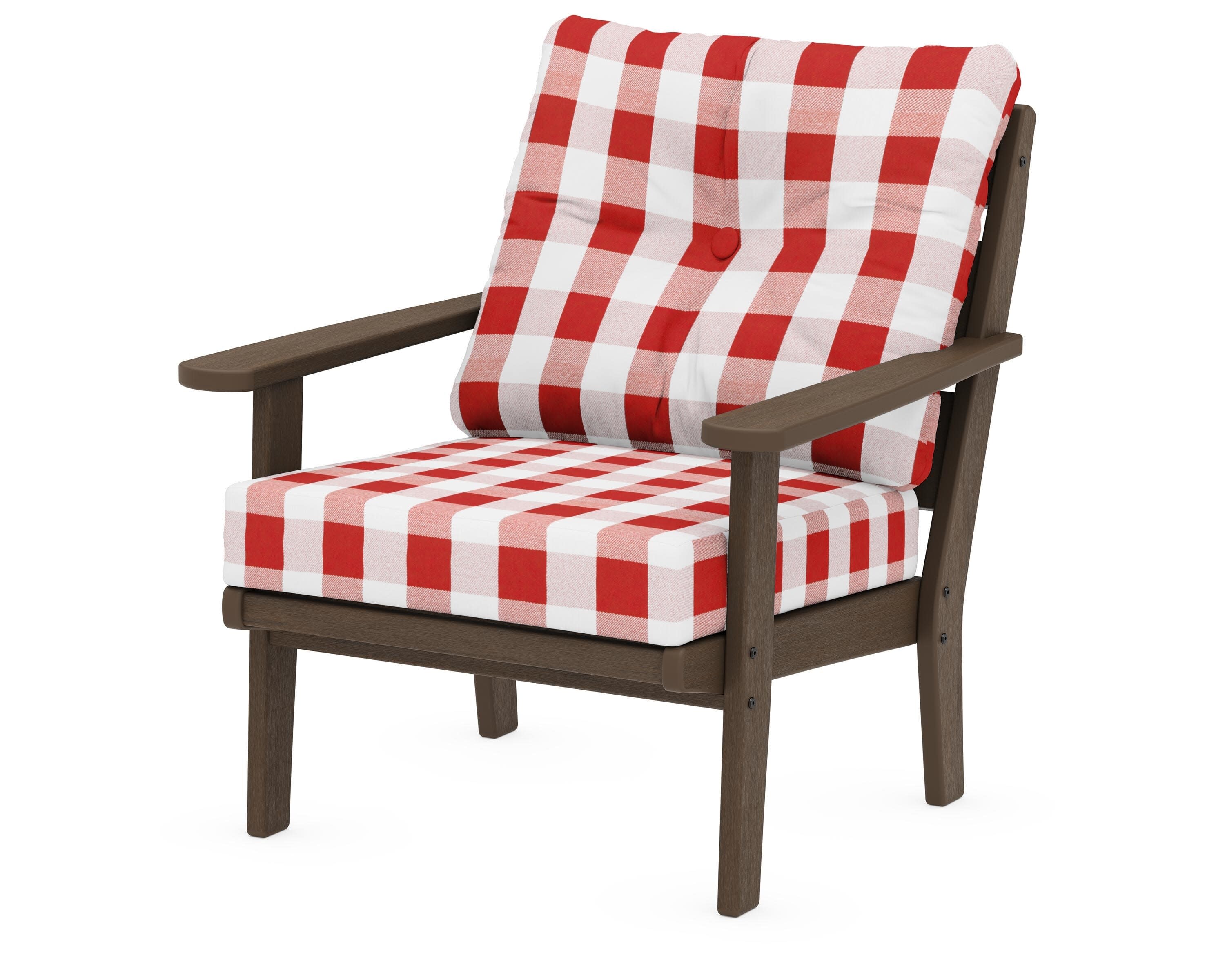 Lakeside Deep Seating Chair in Kona / Buffalo Plaid Crimson