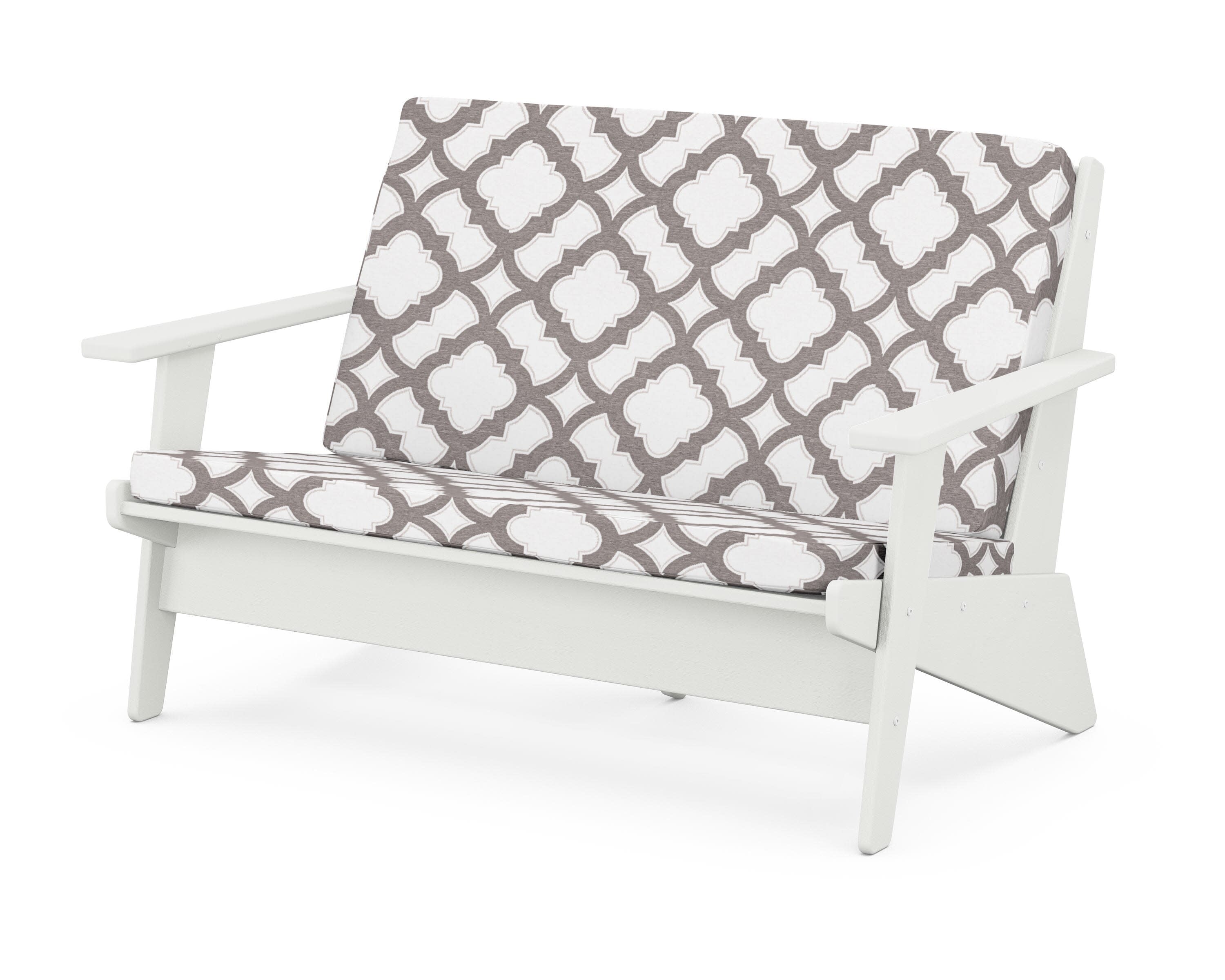 Riviera Modern Lounge Loveseat in Vintage White / Trellis Grey Mist