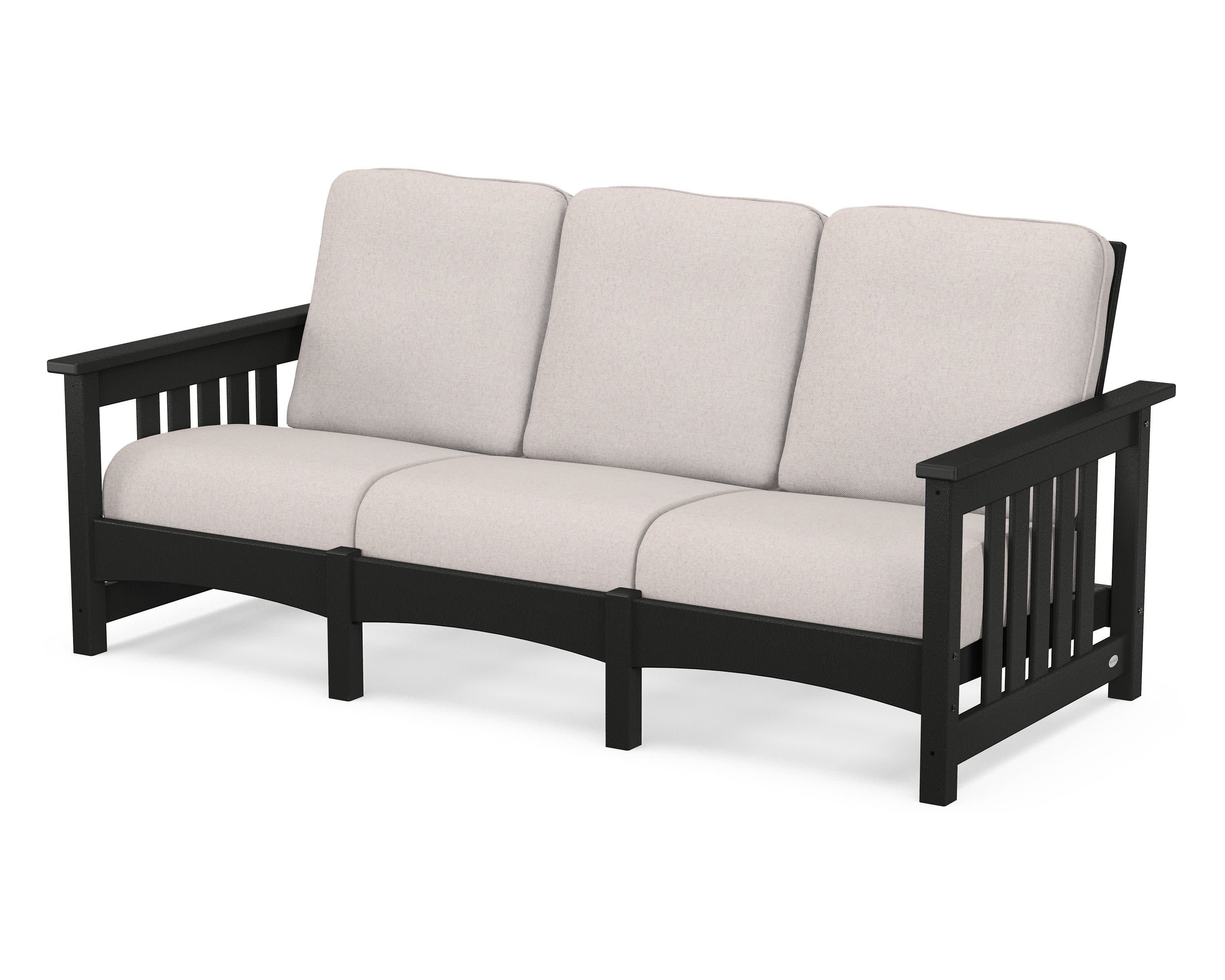 Club Mission Sofa in Black / Dune Burlap