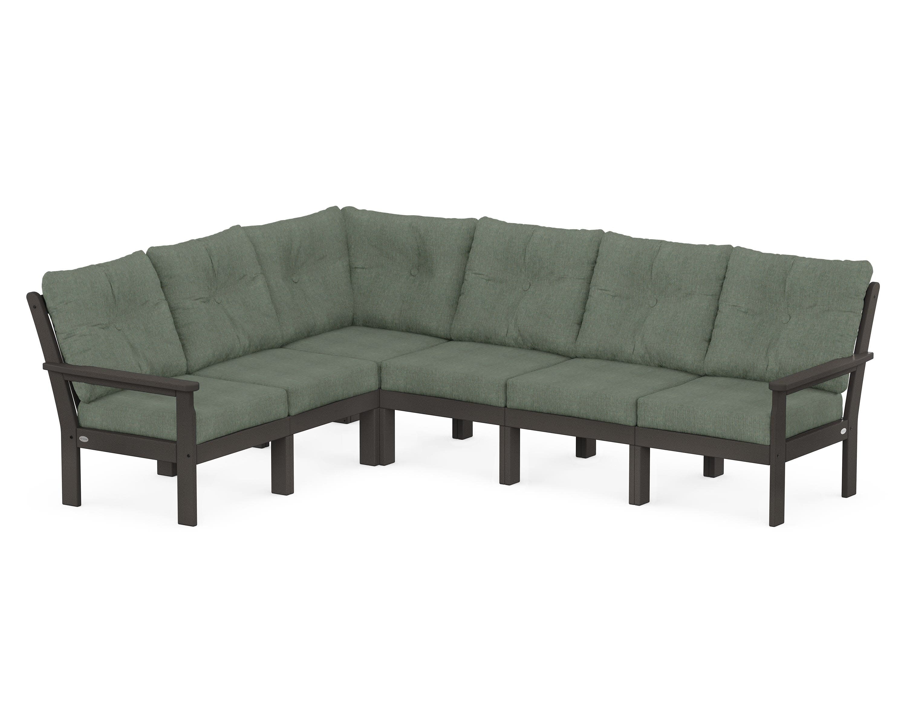 Vineyard 6-Piece Sectional in Vintage Coffee / Cast Sage