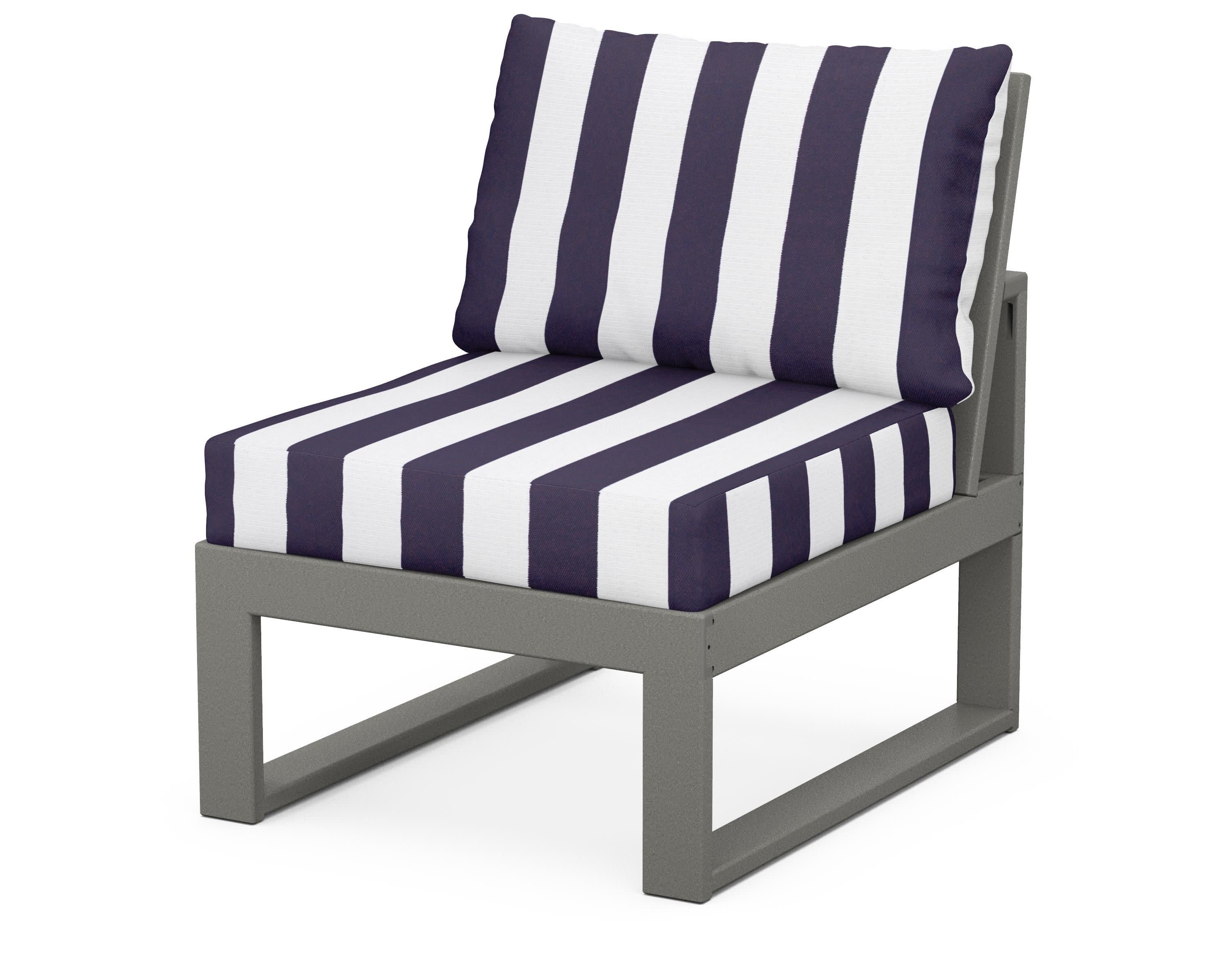 Modular Armless Chair in Slate Grey / Cabana Stripe Navy