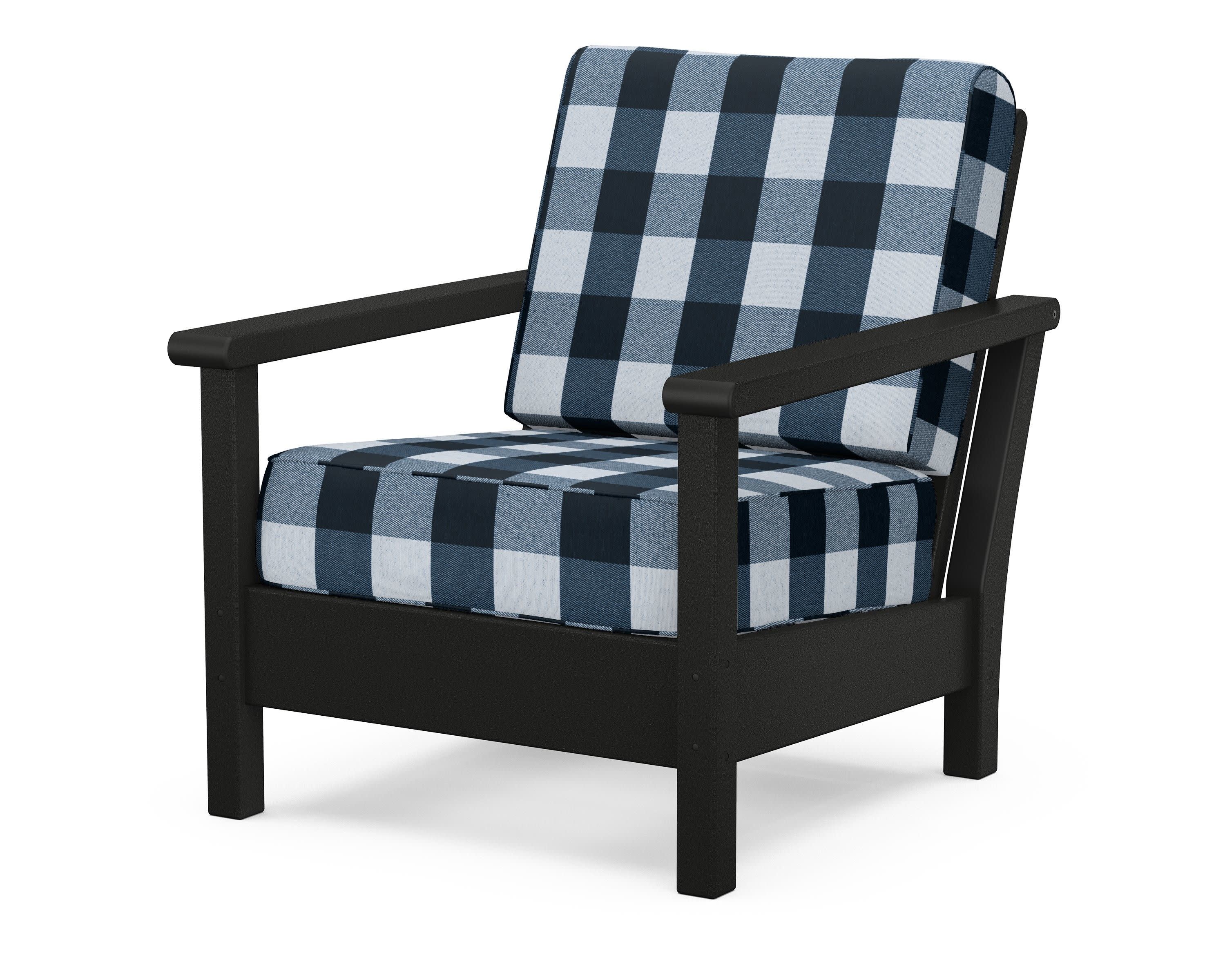 Harbour Deep Seating Chair in Black / Buffalo Plaid Marine Indigo