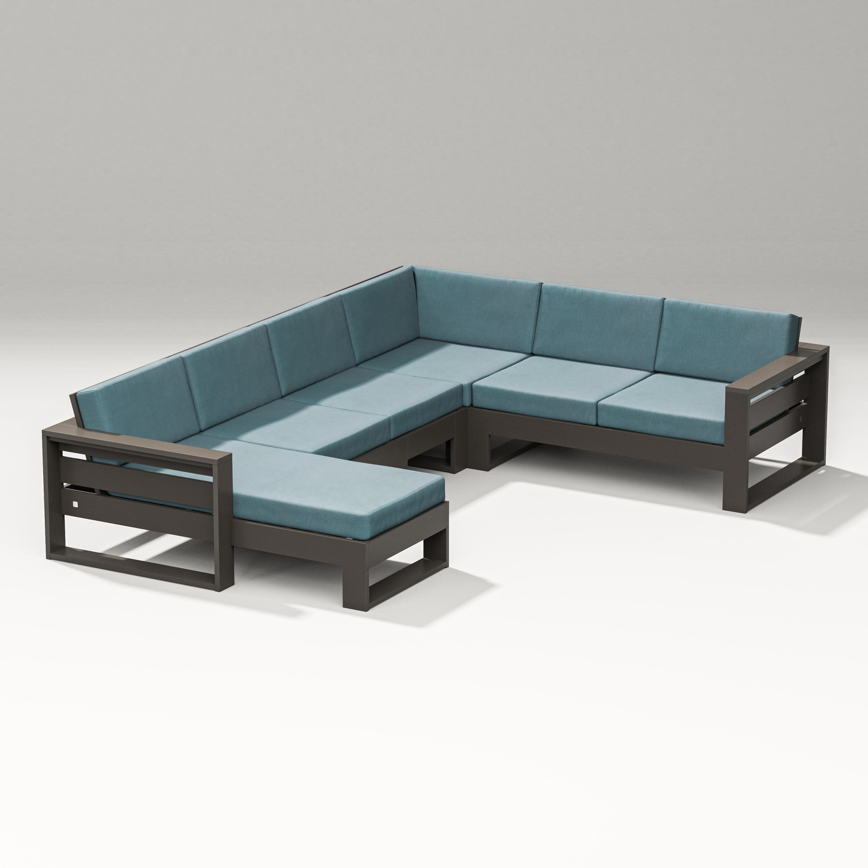 Latitude Corner Sectional with Left Chaise in Vintage Coffee / Ocean Teal
