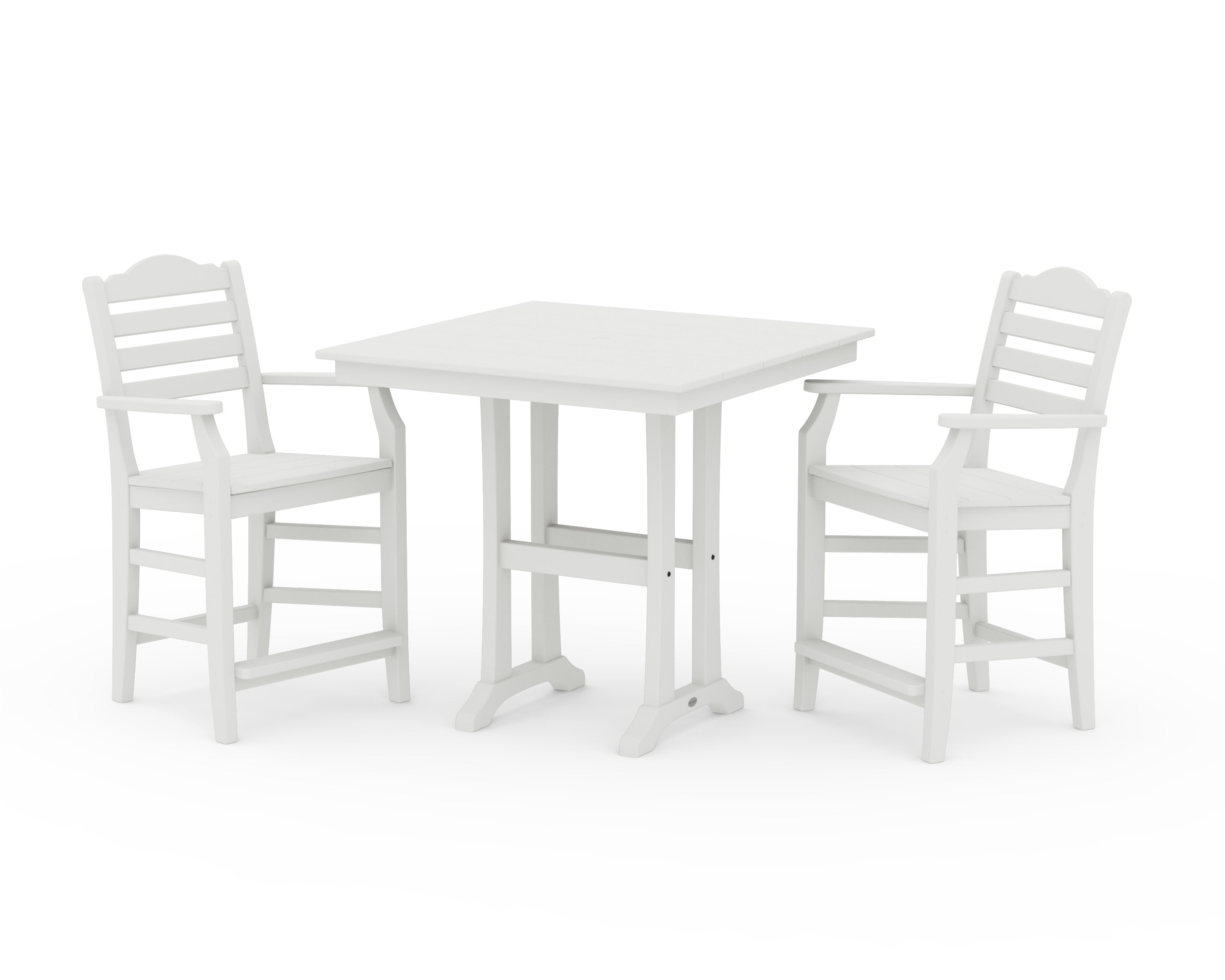 Savannah 3-Piece Farmhouse Counter Set with Trestle Legs in Vintage White