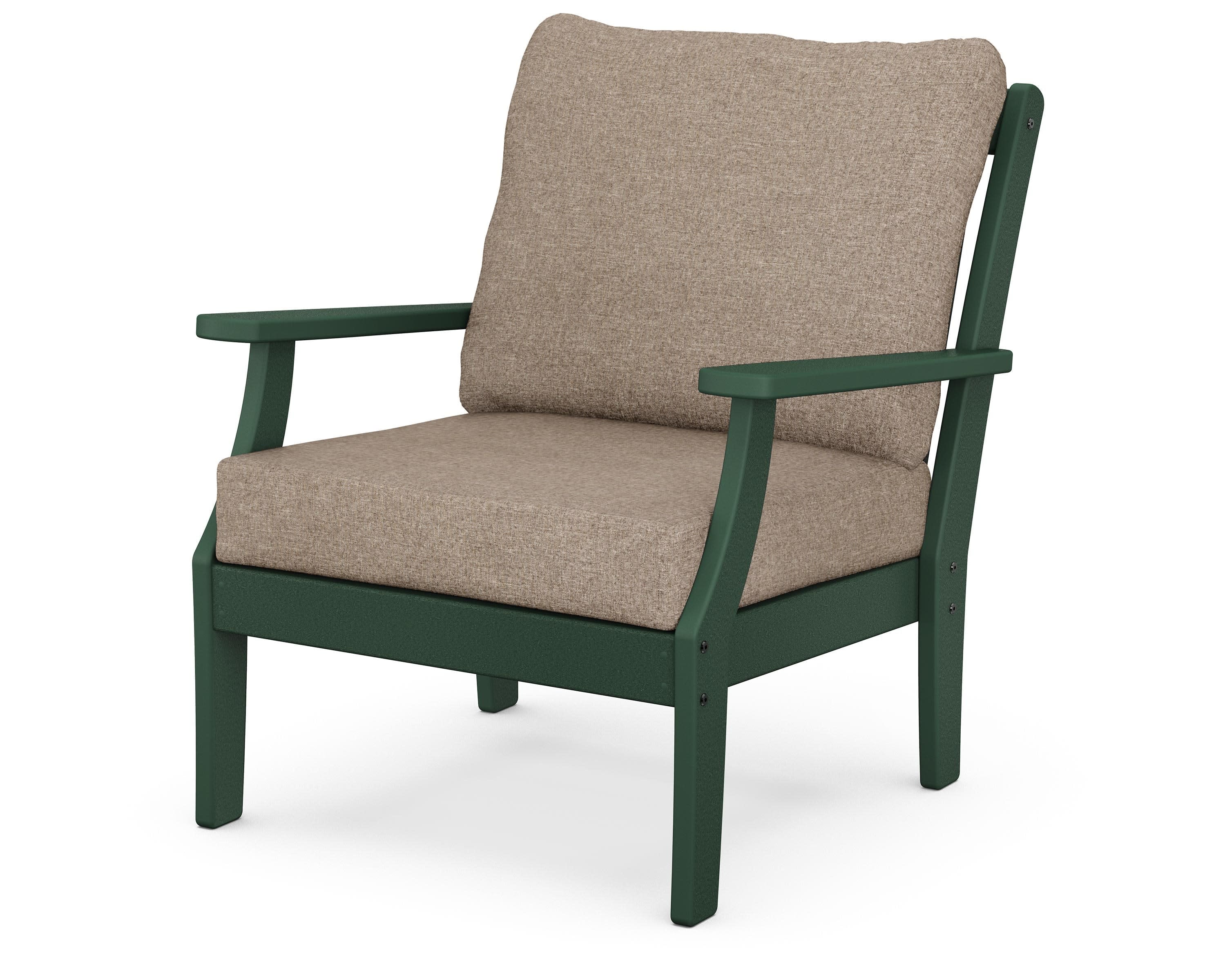 Braxton Deep Seating Chair in Green / Spiced Burlap