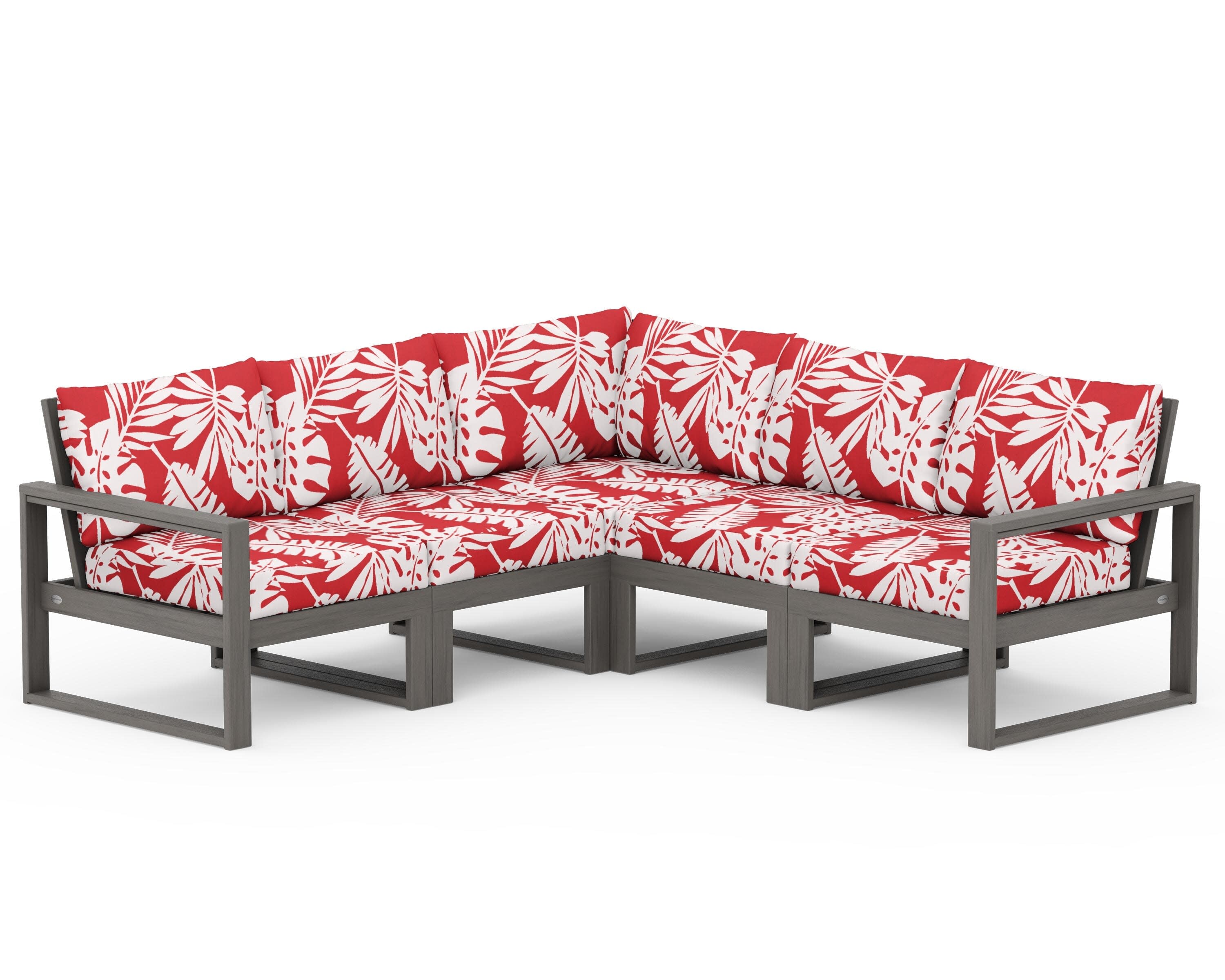 EDGE 5-Piece Modular Deep Seating Set in Driftwood / Leaf Crimson