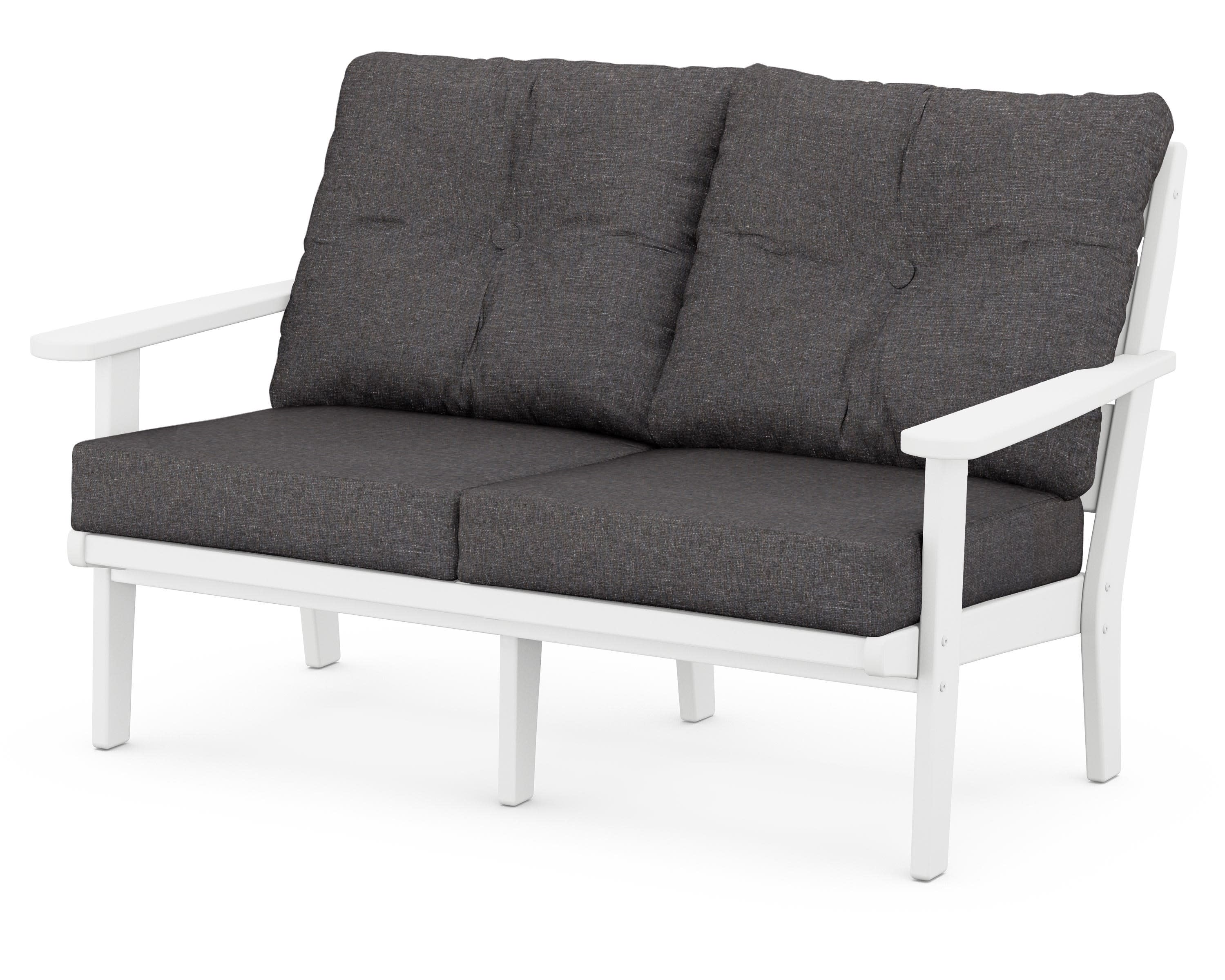 Lakeside Deep Seating Loveseat in White / Ash Charcoal
