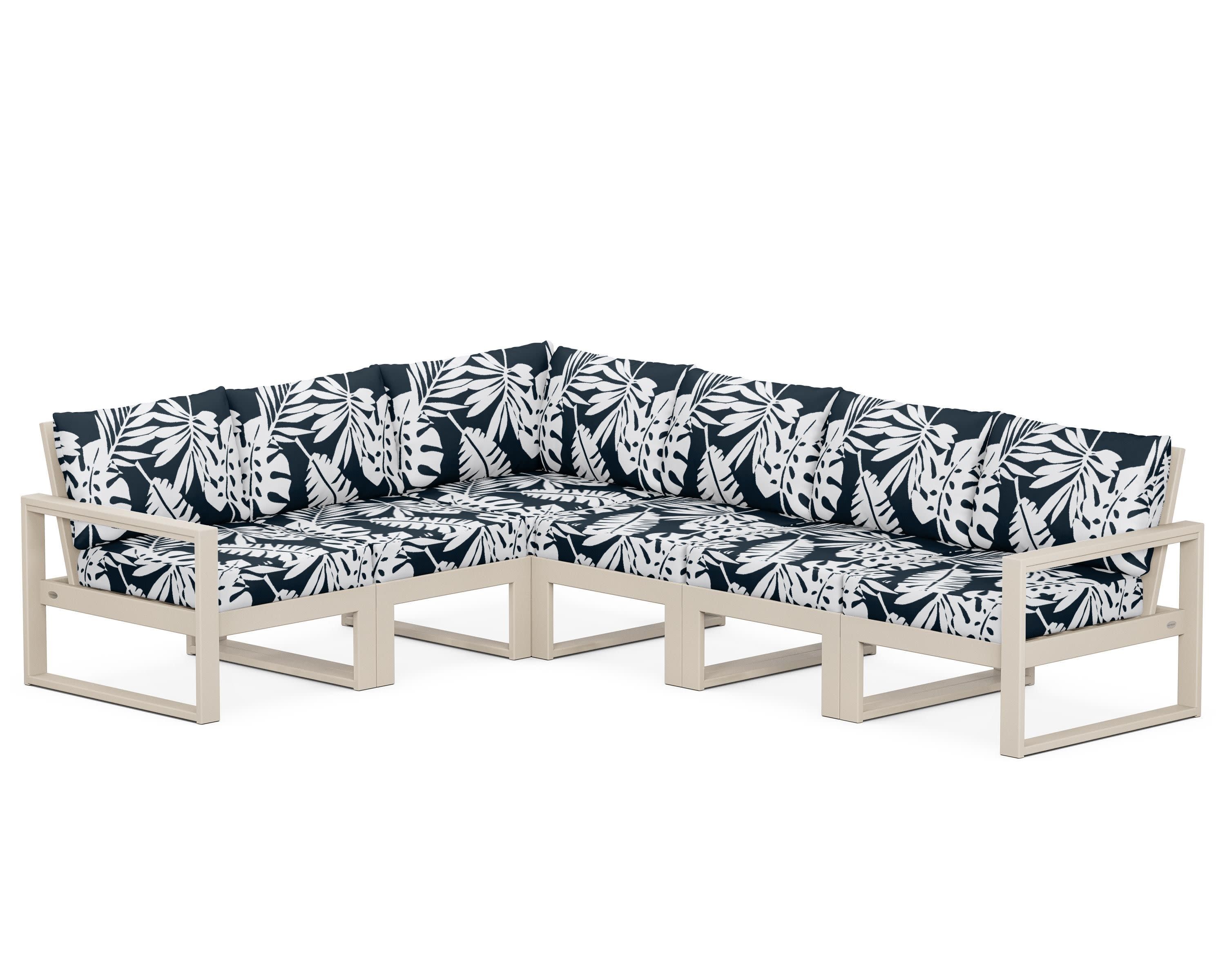 EDGE 6-Piece Modular Deep Seating Set in Sand / Leaf Marine Indigo
