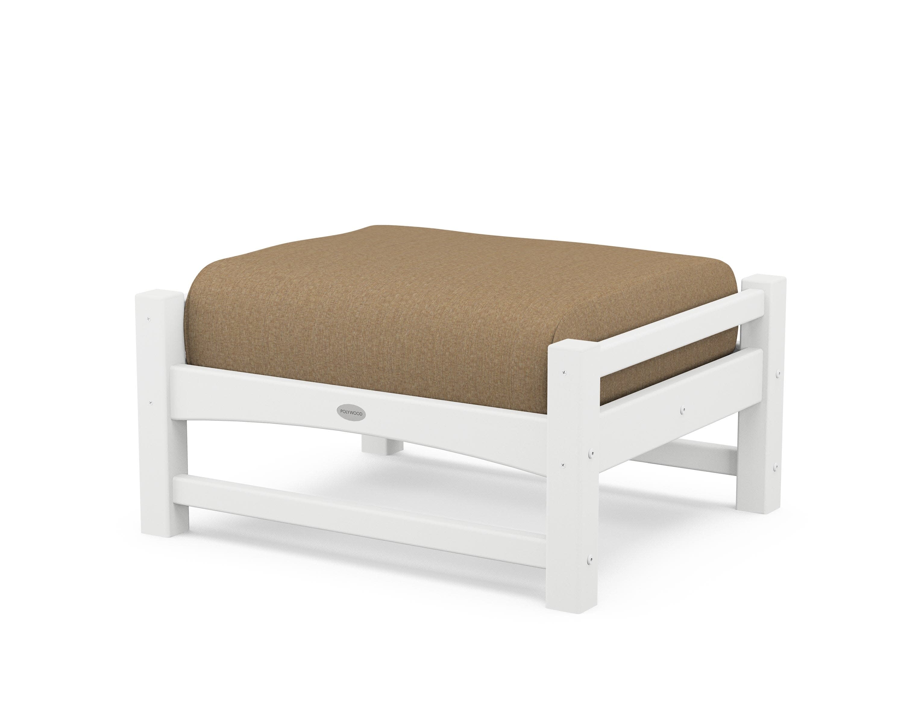 Club Ottoman in White / Sesame