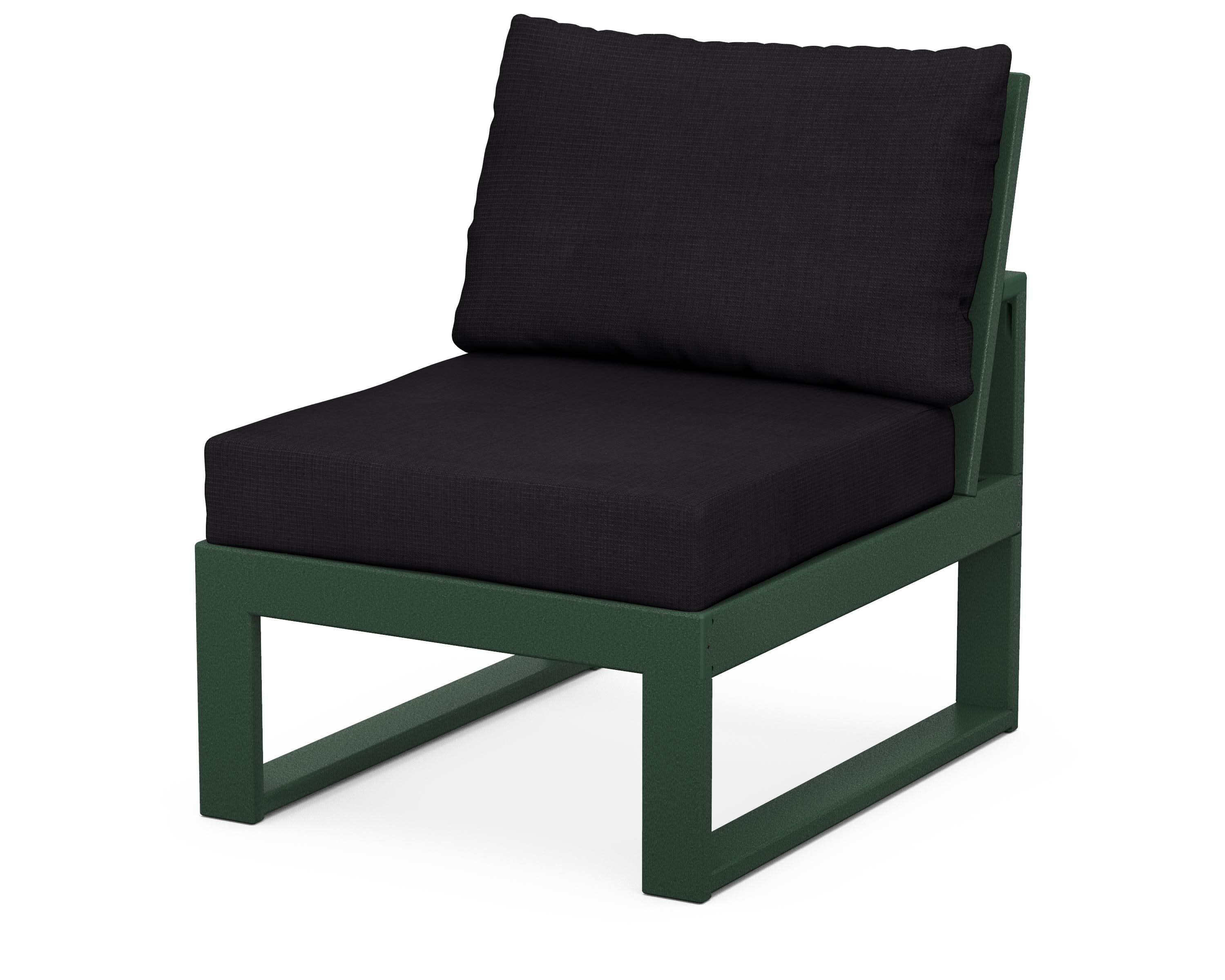 Modular Armless Chair in Green / Midnight Linen