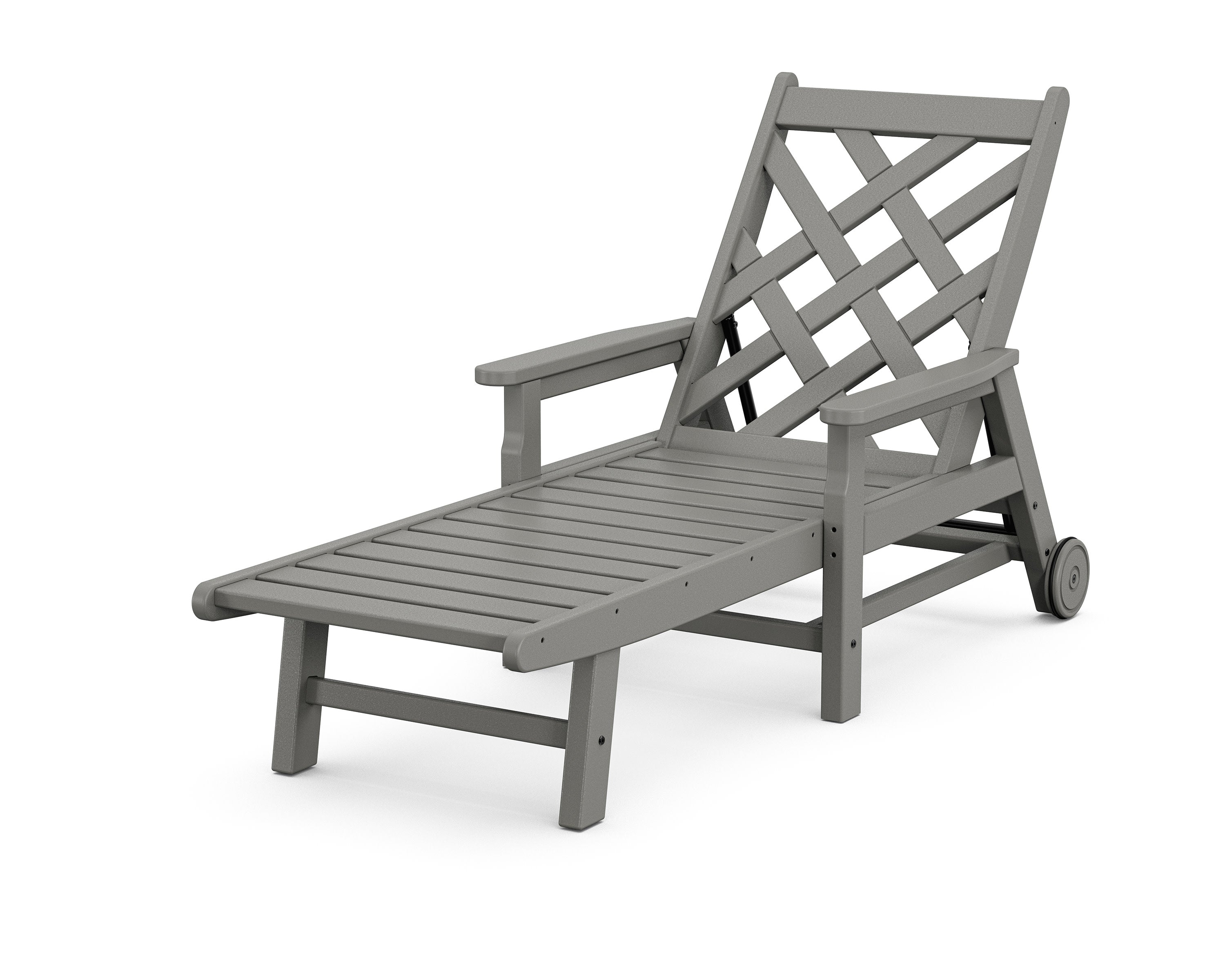 Wovendale Chaise with Arms and Wheels in Slate Grey