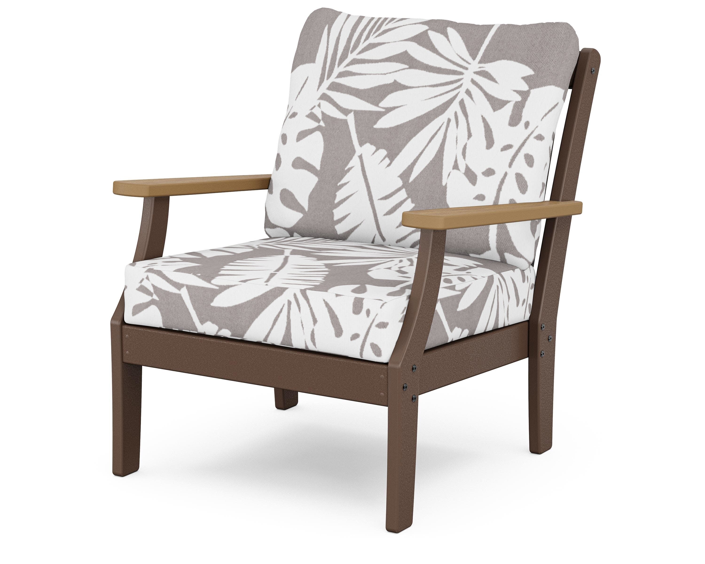 Braxton Deep Seating Chair in Mahogany / Natural / Leaf Grey Mist