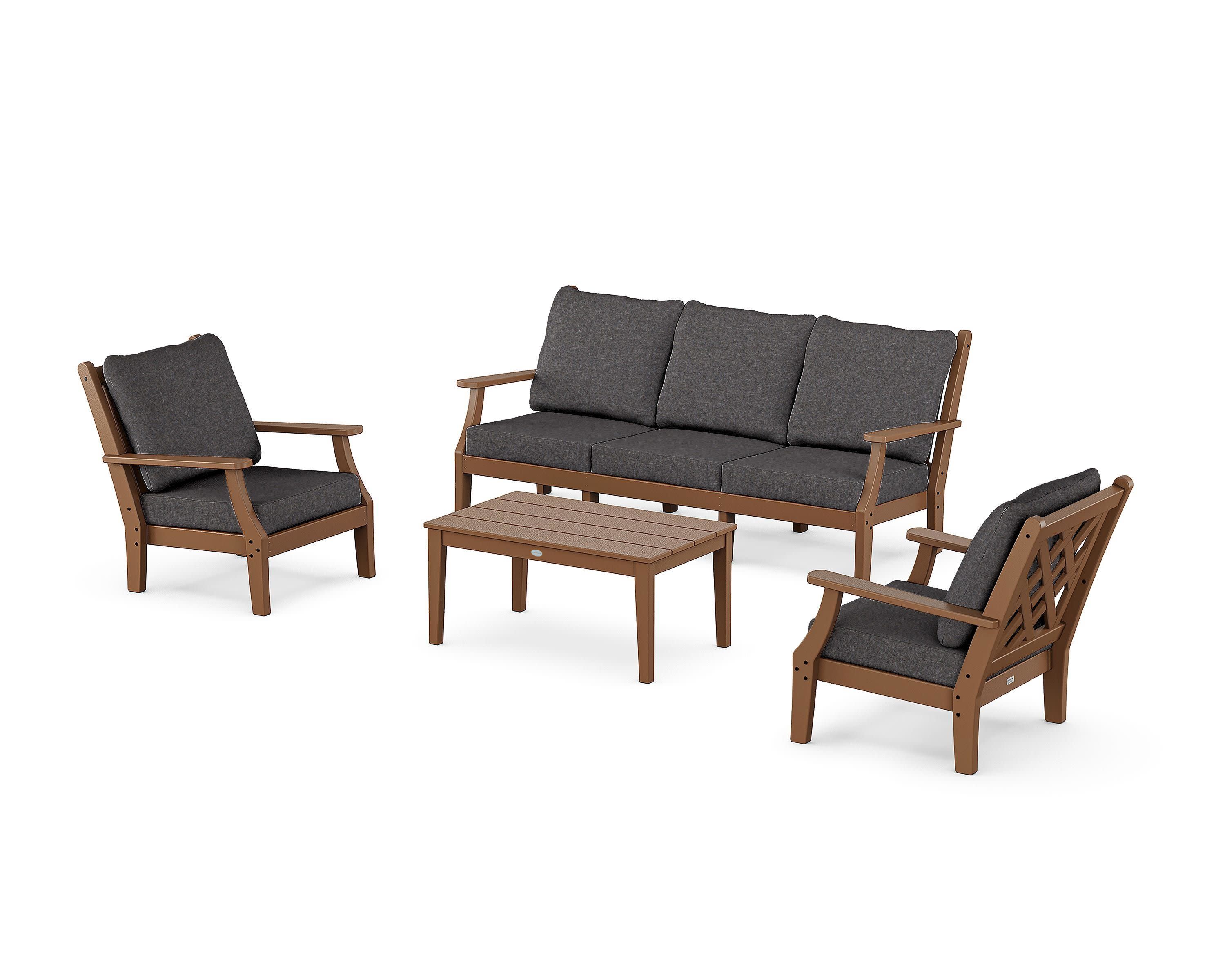 Wovendale 4-Piece Deep Seating Set with Sofa in Teak / Ash Charcoal