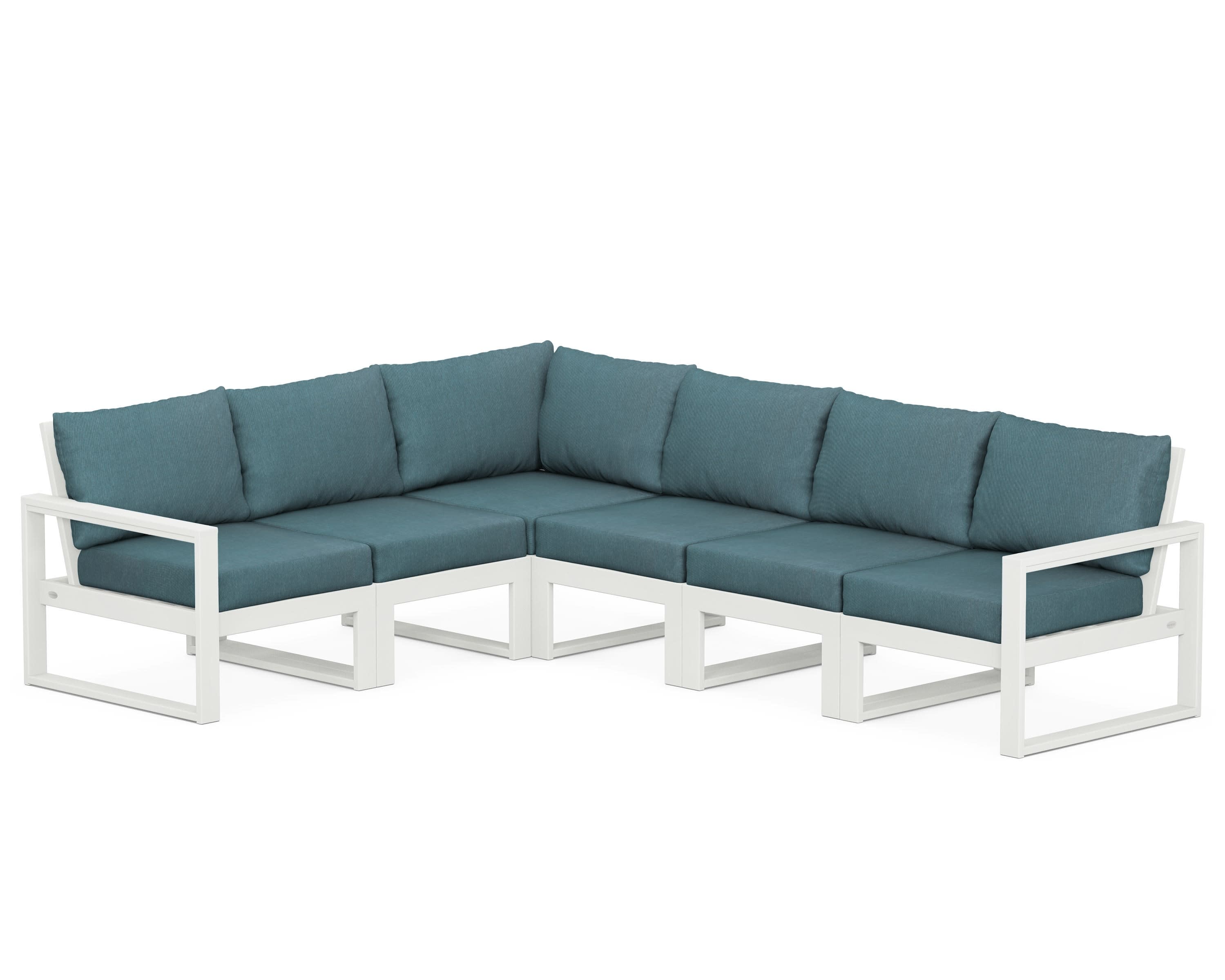 EDGE 6-Piece Modular Deep Seating Set in Vintage White / Ocean Teal