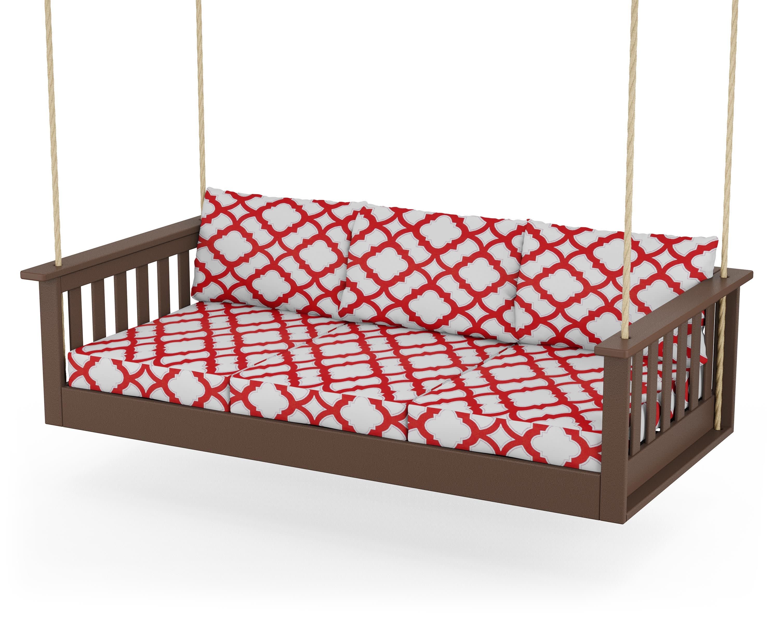 Vineyard Daybed Swing in Mahogany / Trellis Crimson