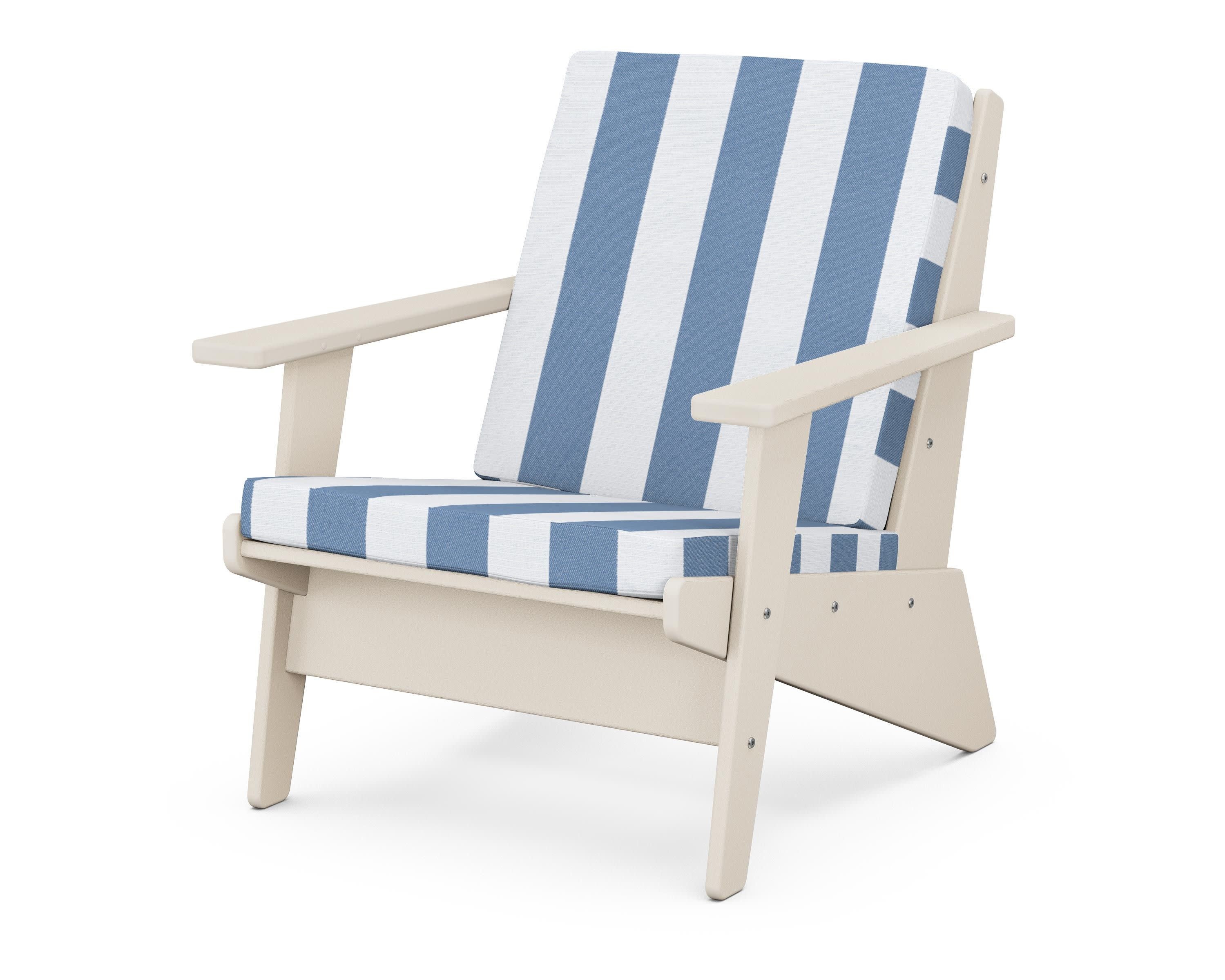 Riviera Modern Lounge Chair in Sand / Cabana Stripe Sky Blue