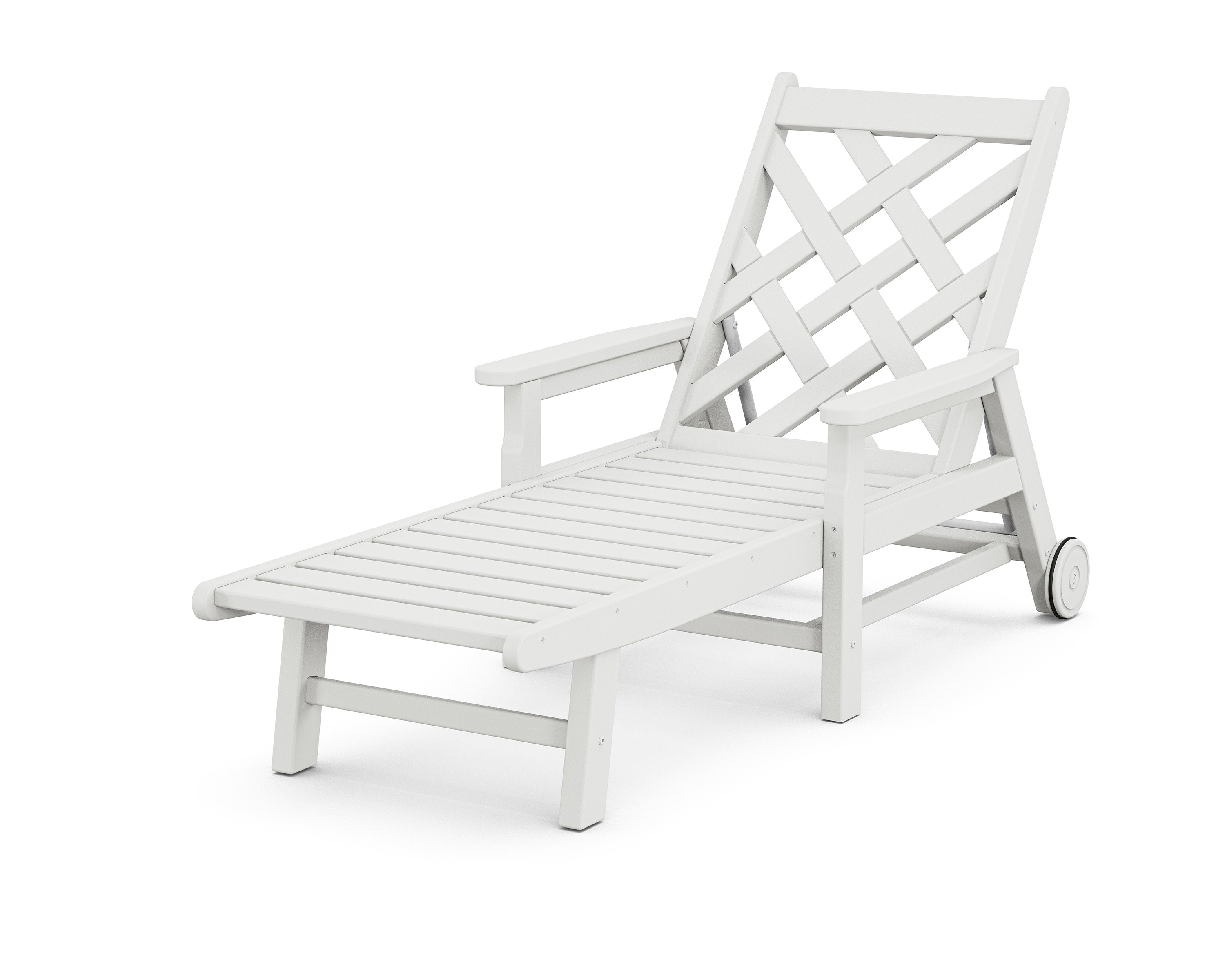 Wovendale Chaise with Arms and Wheels in White