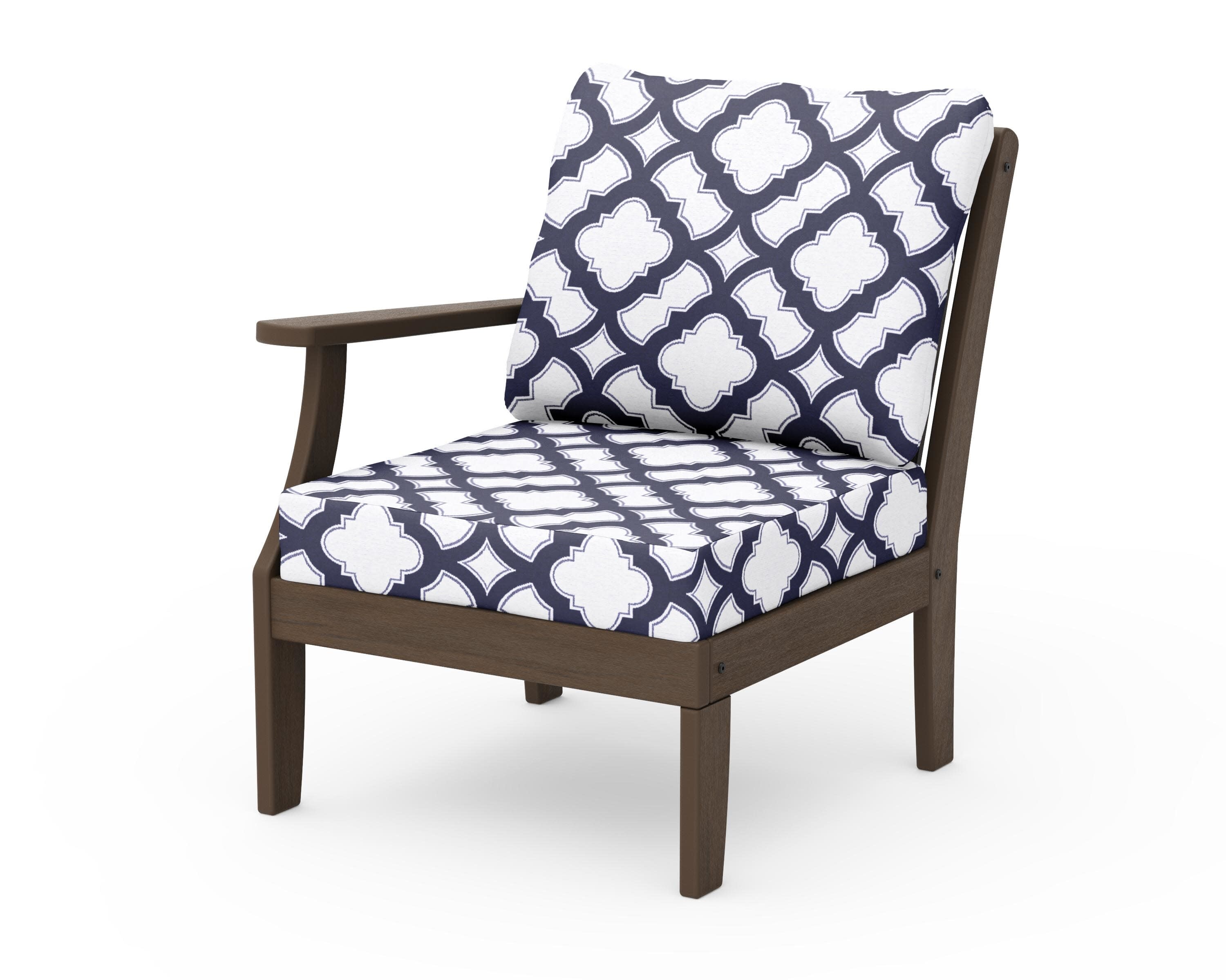 Braxton Modular Left Arm Chair in Kona / Trellis Navy