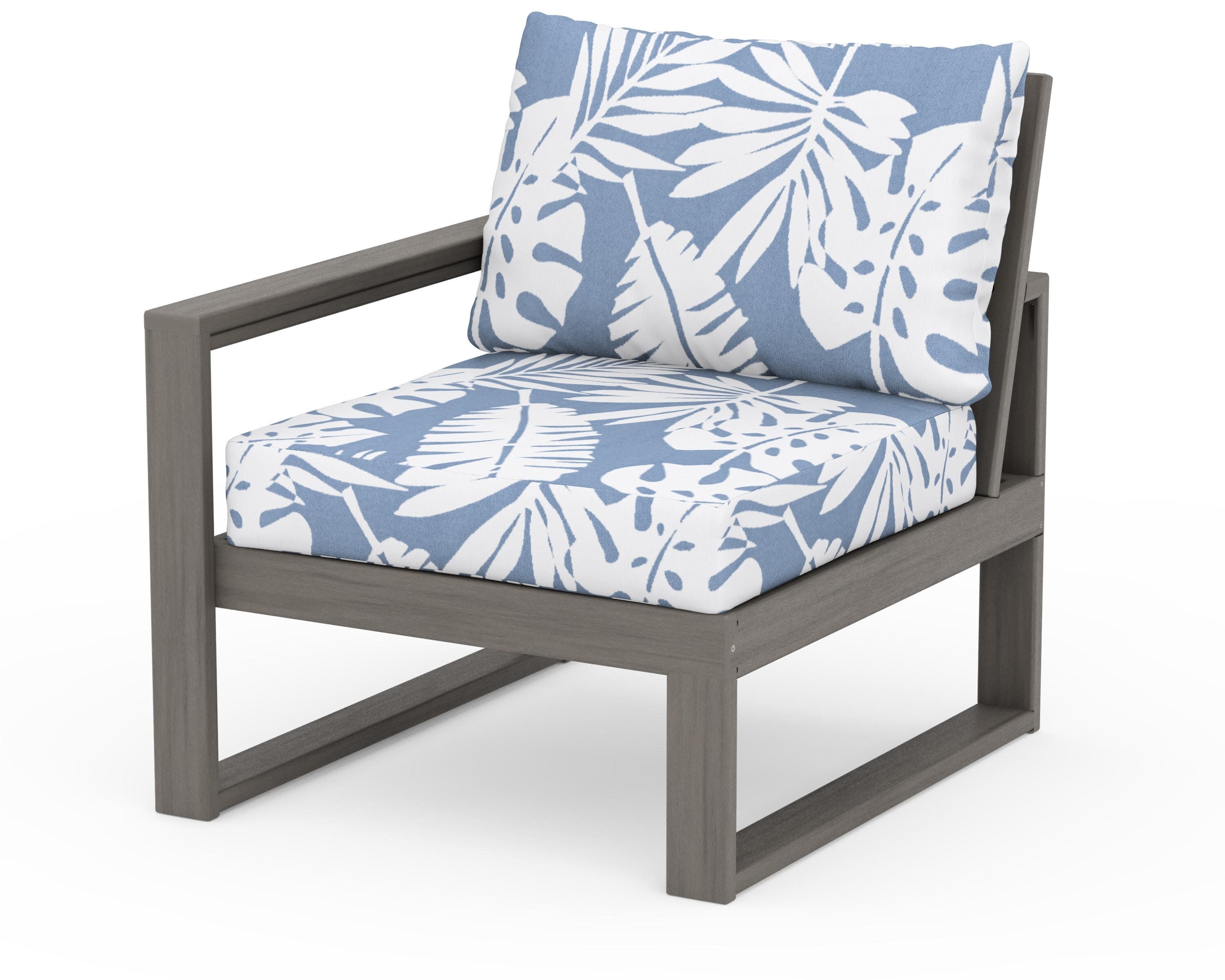 EDGE Modular Left Arm Chair in Driftwood / Leaf Sky Blue