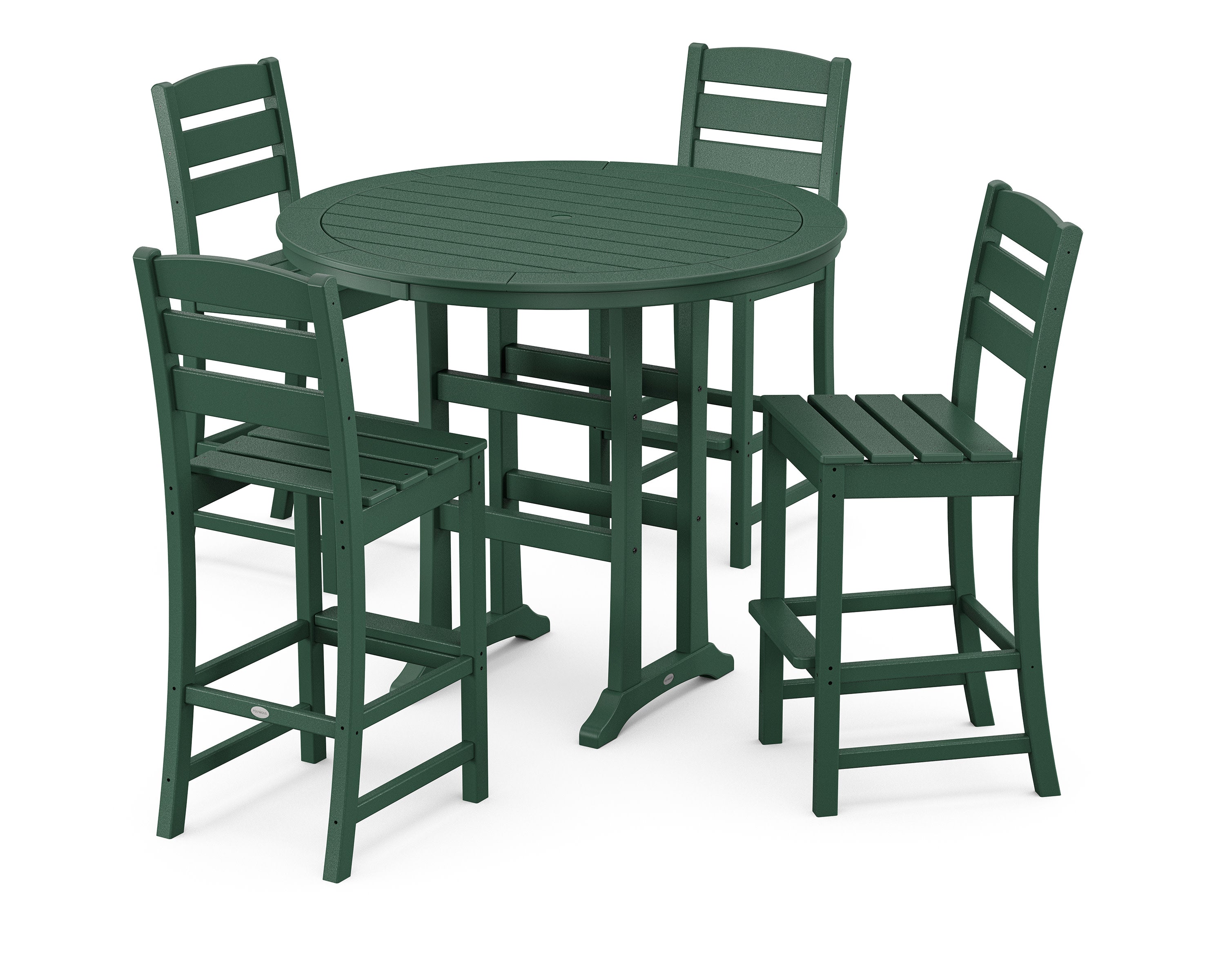 Lakeside 5-Piece Round Farmhouse Side Chair Bar Set in Green