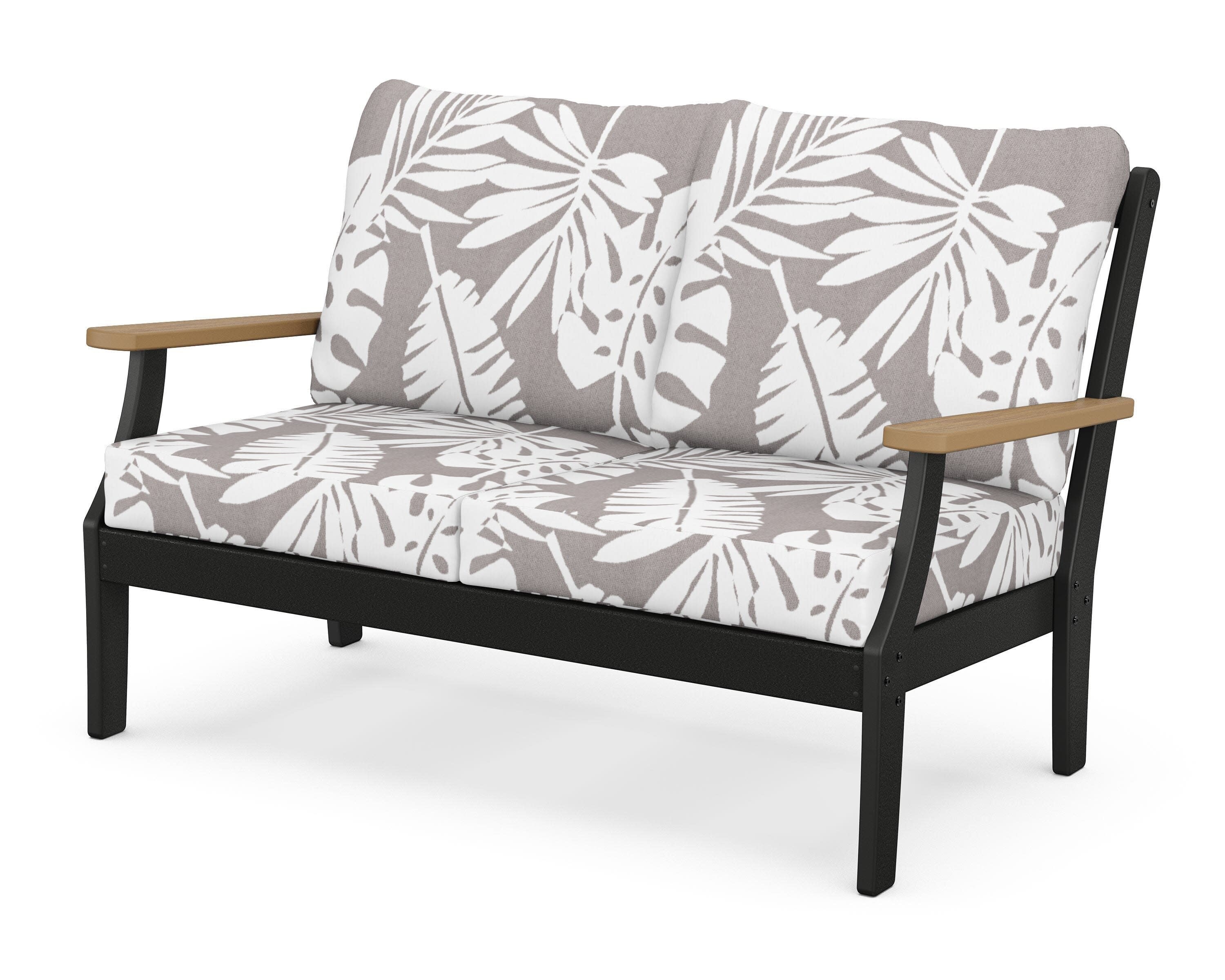 Braxton Deep Seating Loveseat in Black / Natural / Leaf Grey Mist