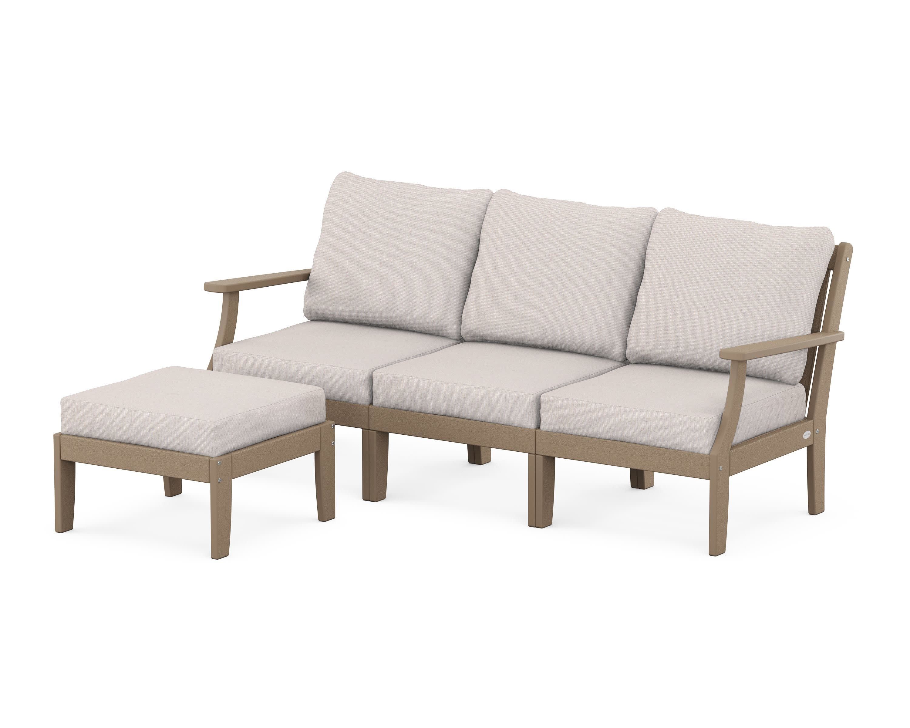 Braxton Modular 4-Piece Deep Seating Set with Ottoman in Vintage Sahara / Dune Burlap