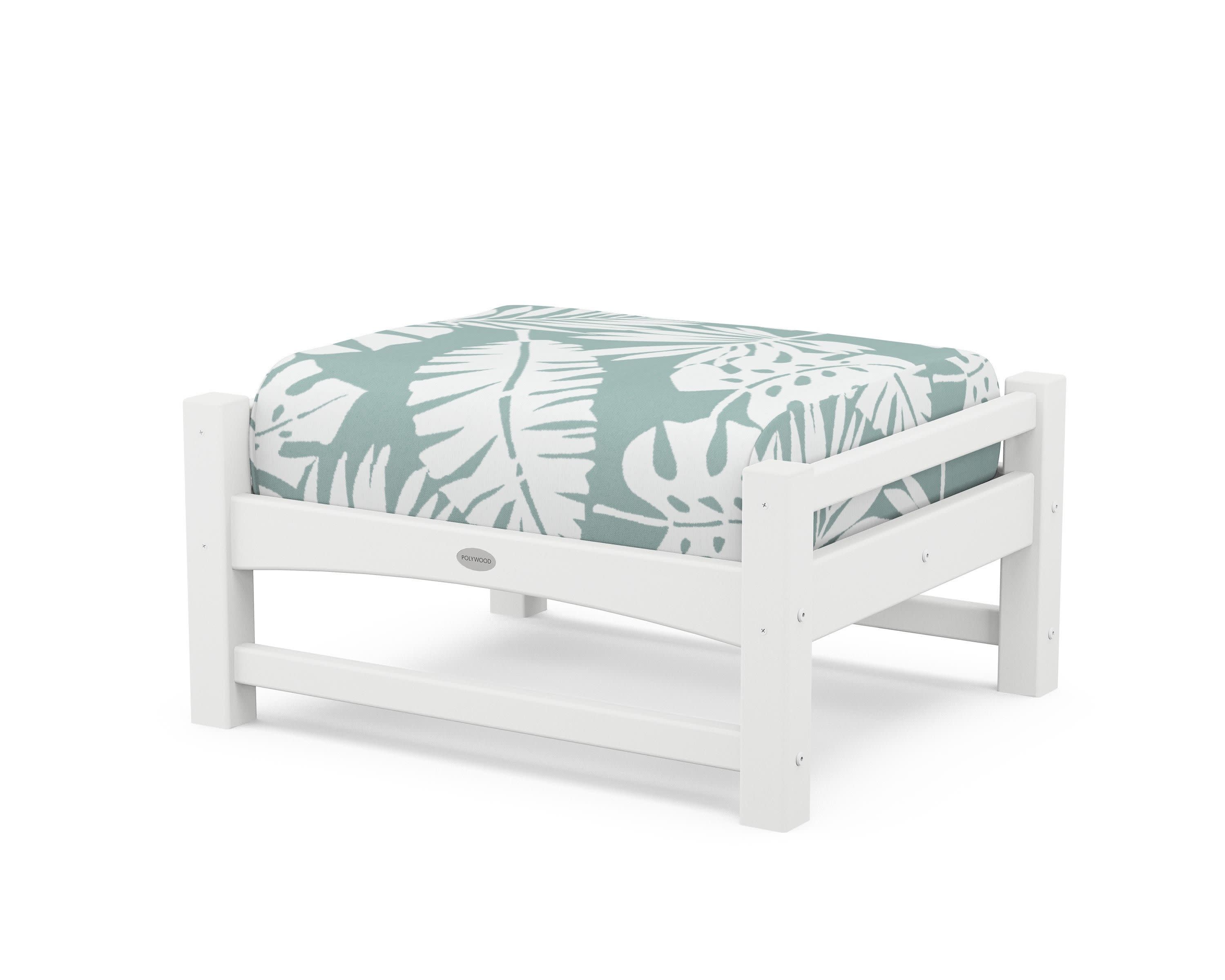 Club Ottoman in White / Leaf Glacier Spa