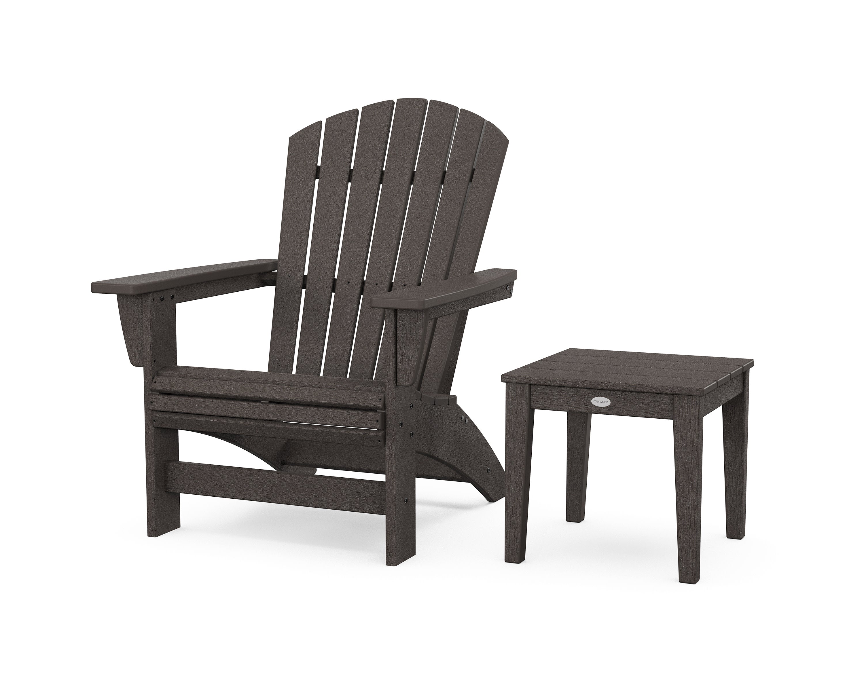Nautical Grand Adirondack Chair with Side Table in Vintage Coffee