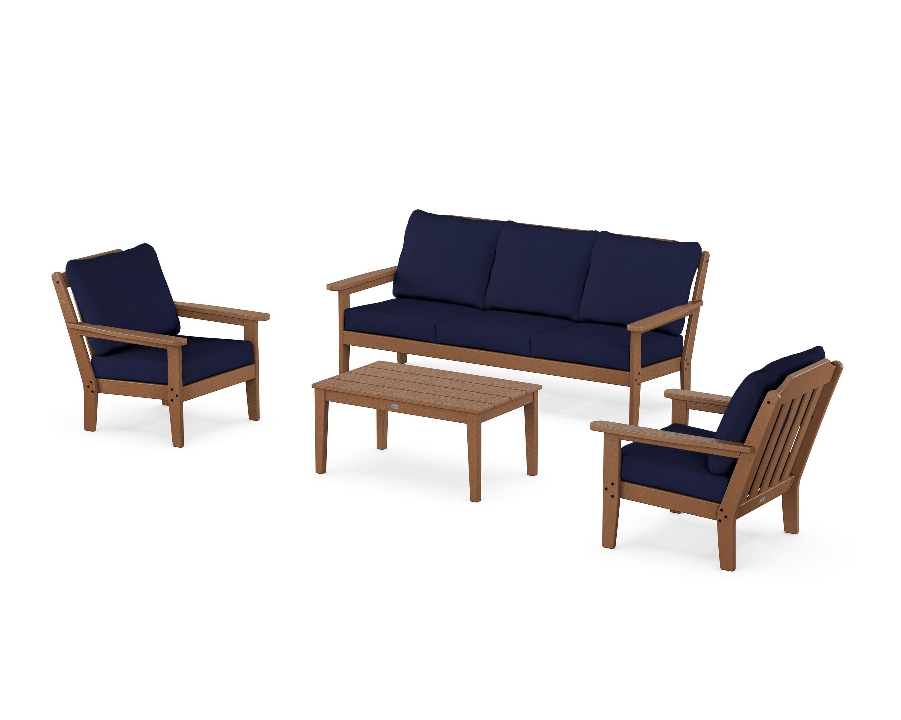 Cottage 4-Piece Deep Seating Set with Sofa in Teak / Navy