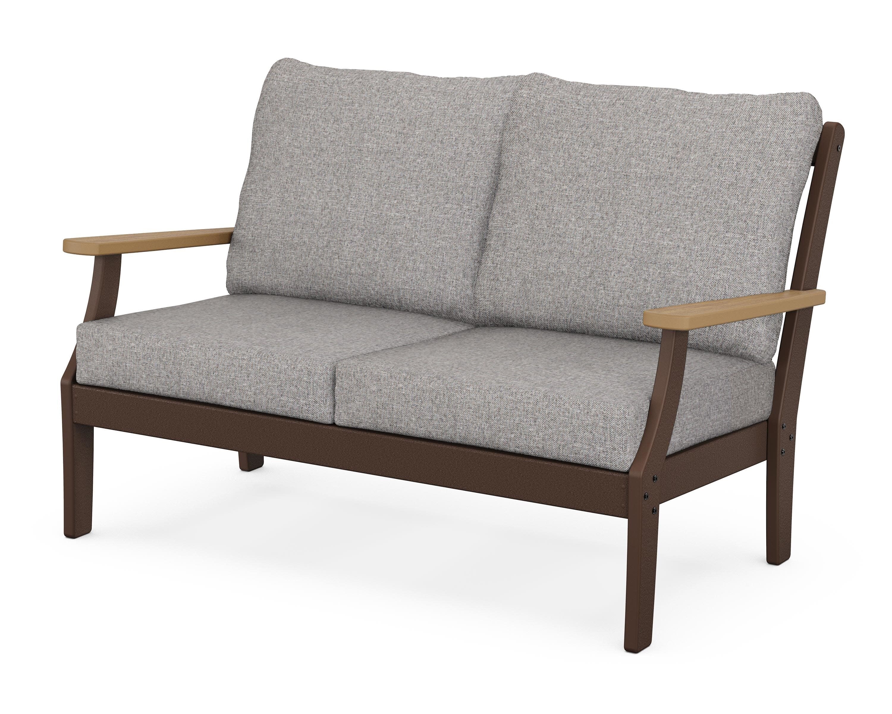 Braxton Deep Seating Loveseat in Mahogany / Natural / Grey Mist