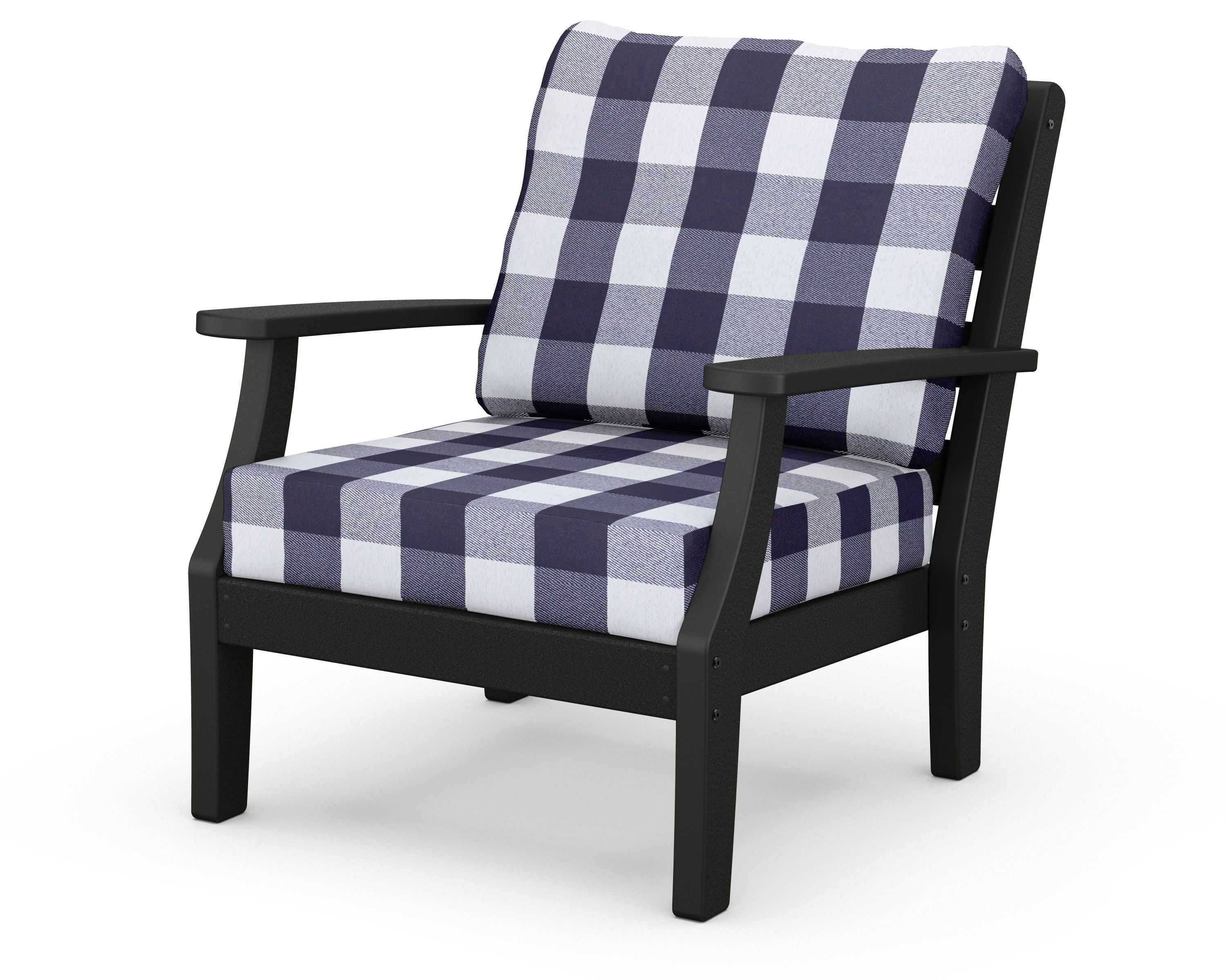 Chesapeake Deep Seating Chair in Black / Buffalo Plaid Navy