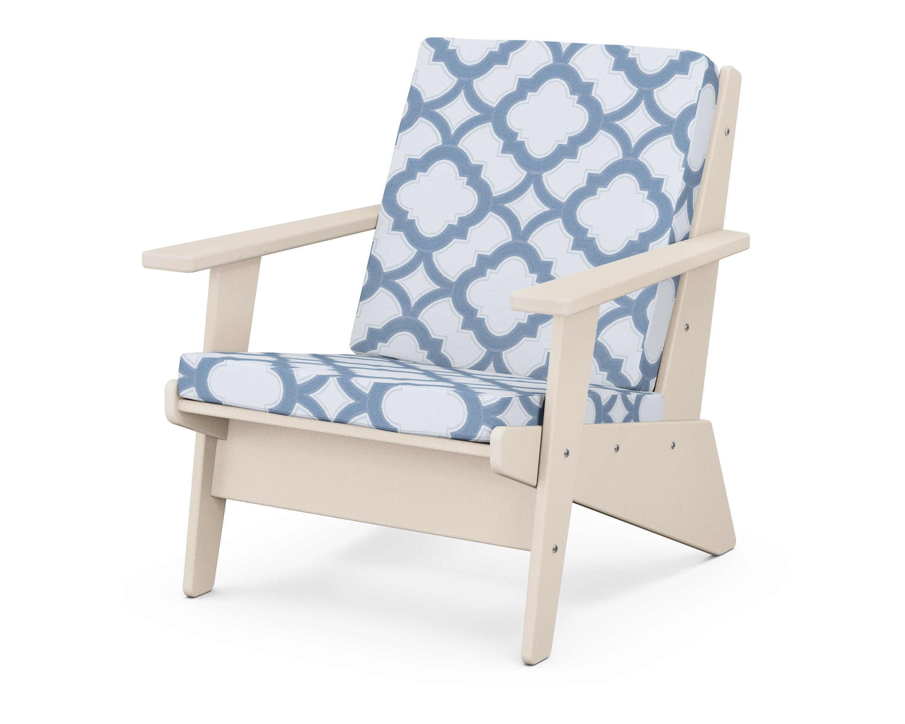 Riviera Modern Lounge Chair in Sand / Trellis Sky Blue