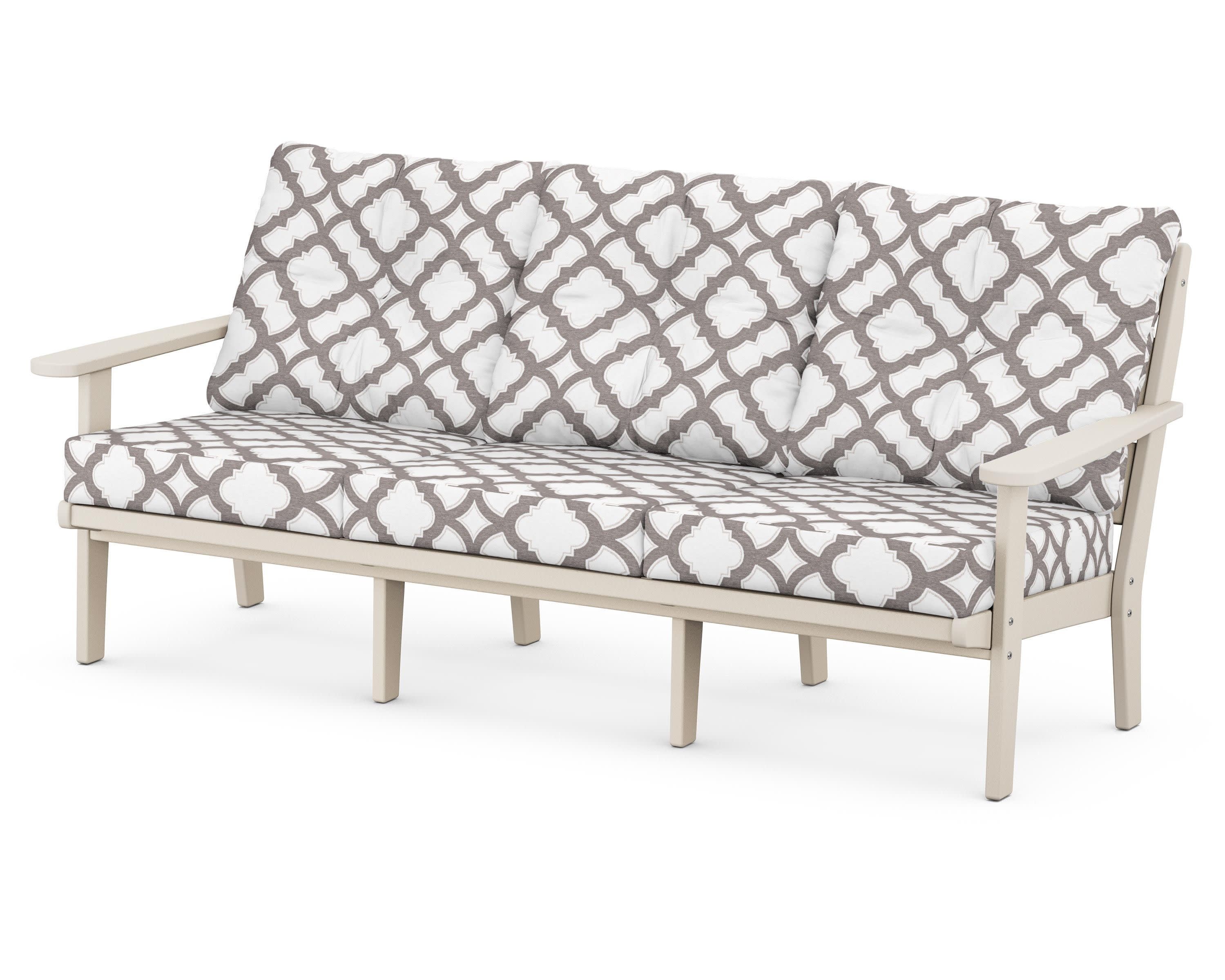 Lakeside Deep Seating Sofa in Sand / Trellis Grey Mist