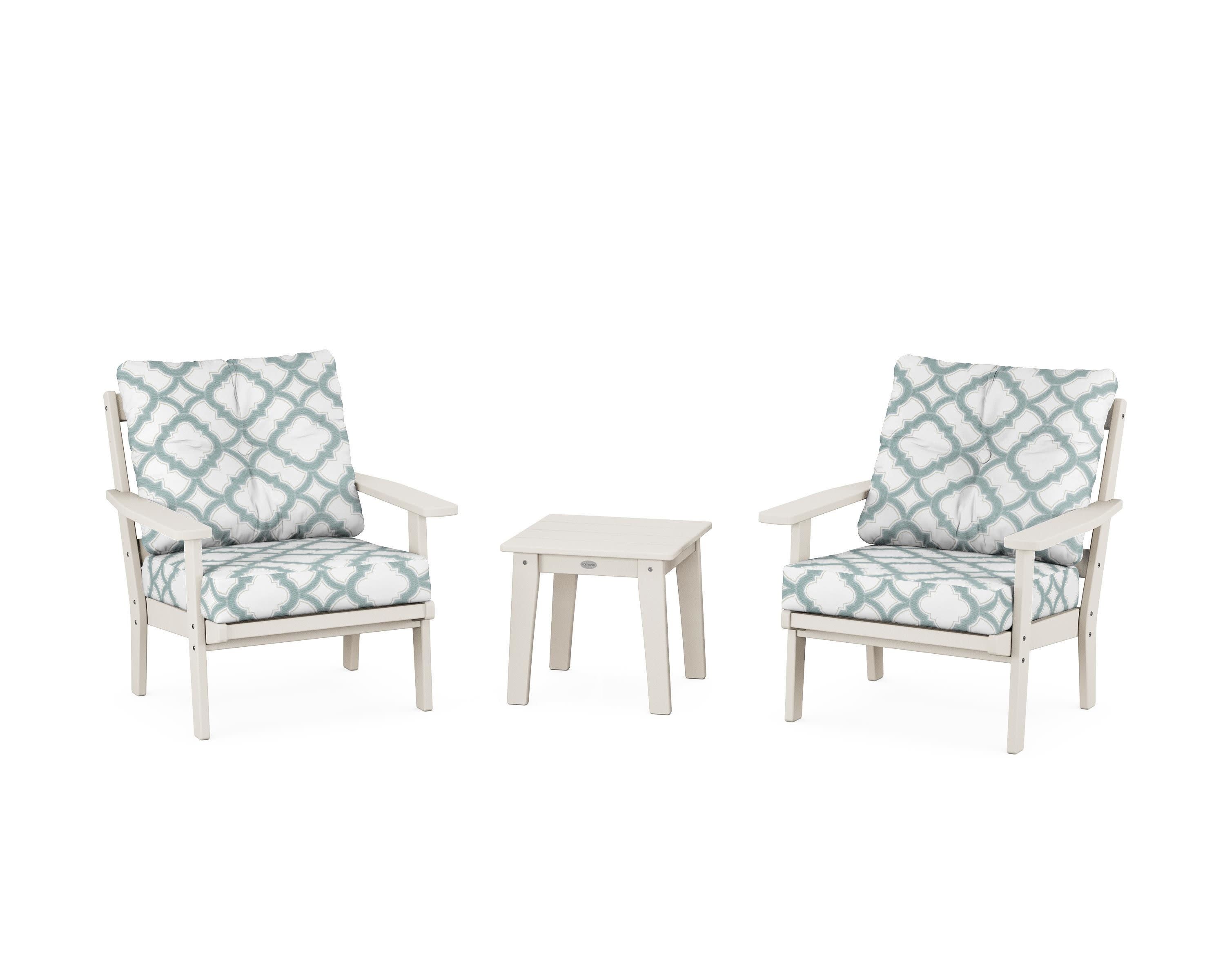 Oxford 3-Piece Deep Seating Set in Sand / Trellis Glacier Spa