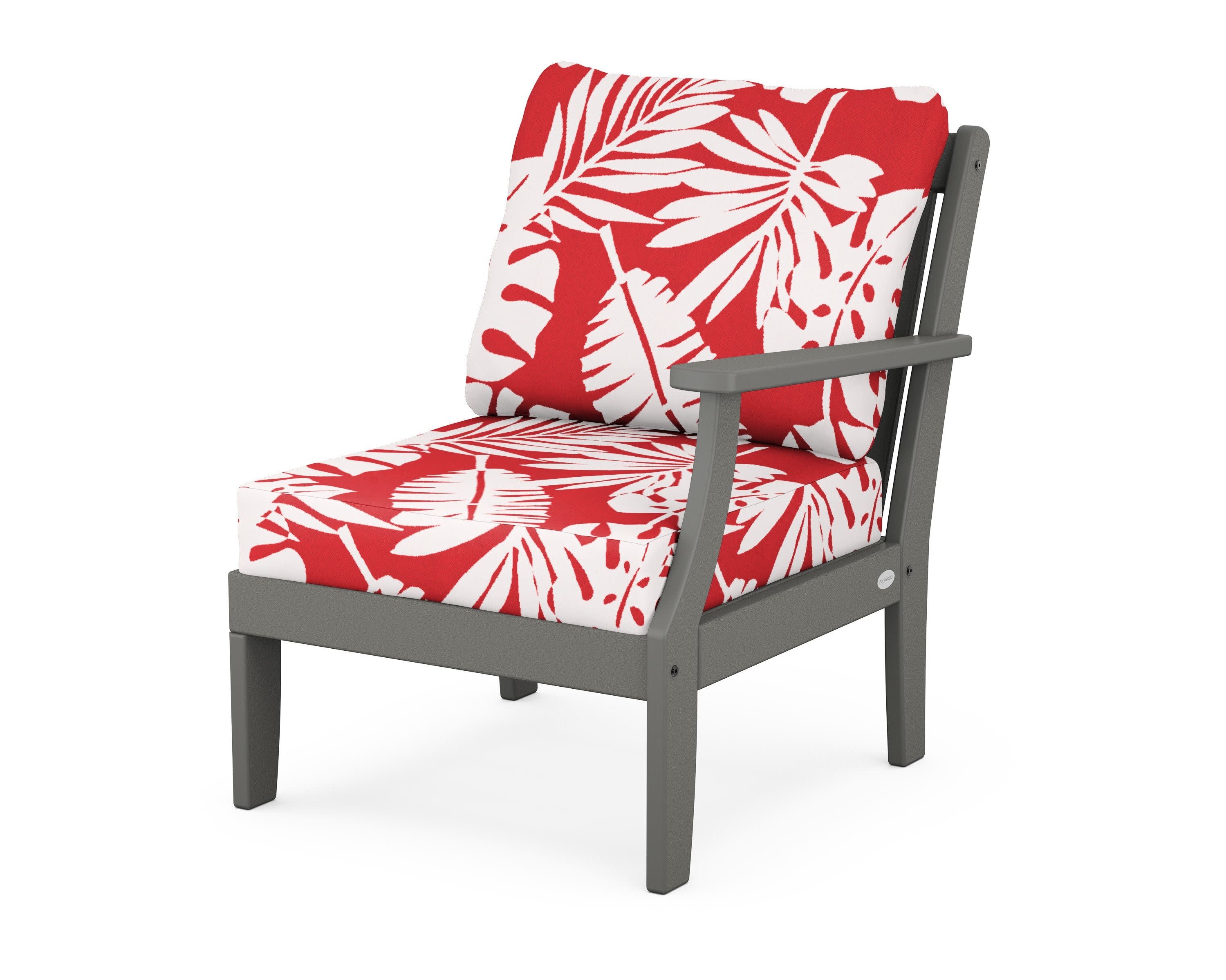 Braxton Modular Right Arm Chair in Slate Grey / Leaf Crimson