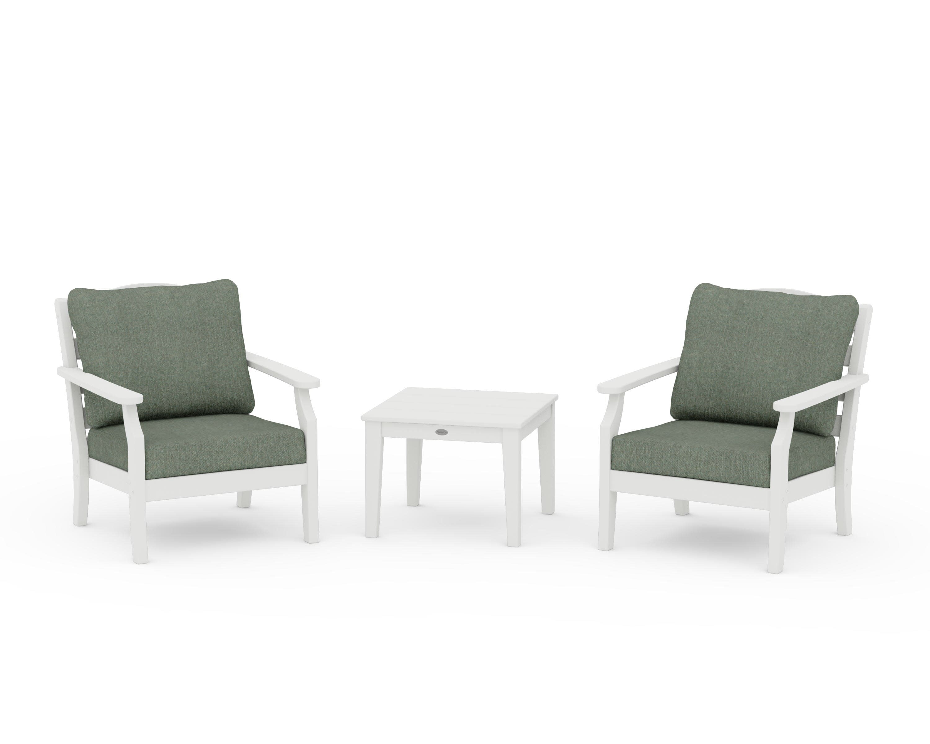 Savannah 3-Piece Deep Seating Set in Vintage White / Cast Sage