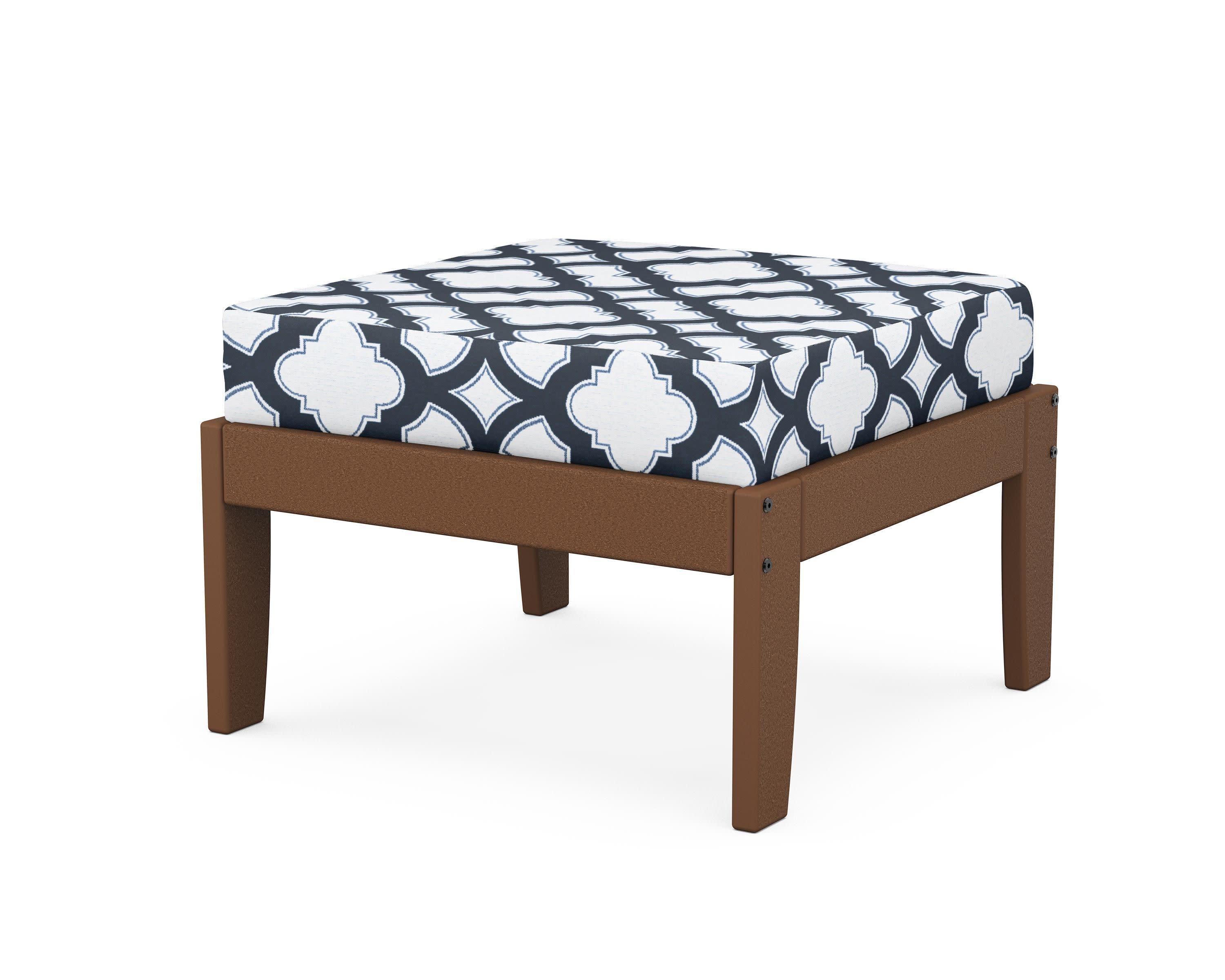 Modular Ottoman - Classic in Teak / Trellis Marine Indigo