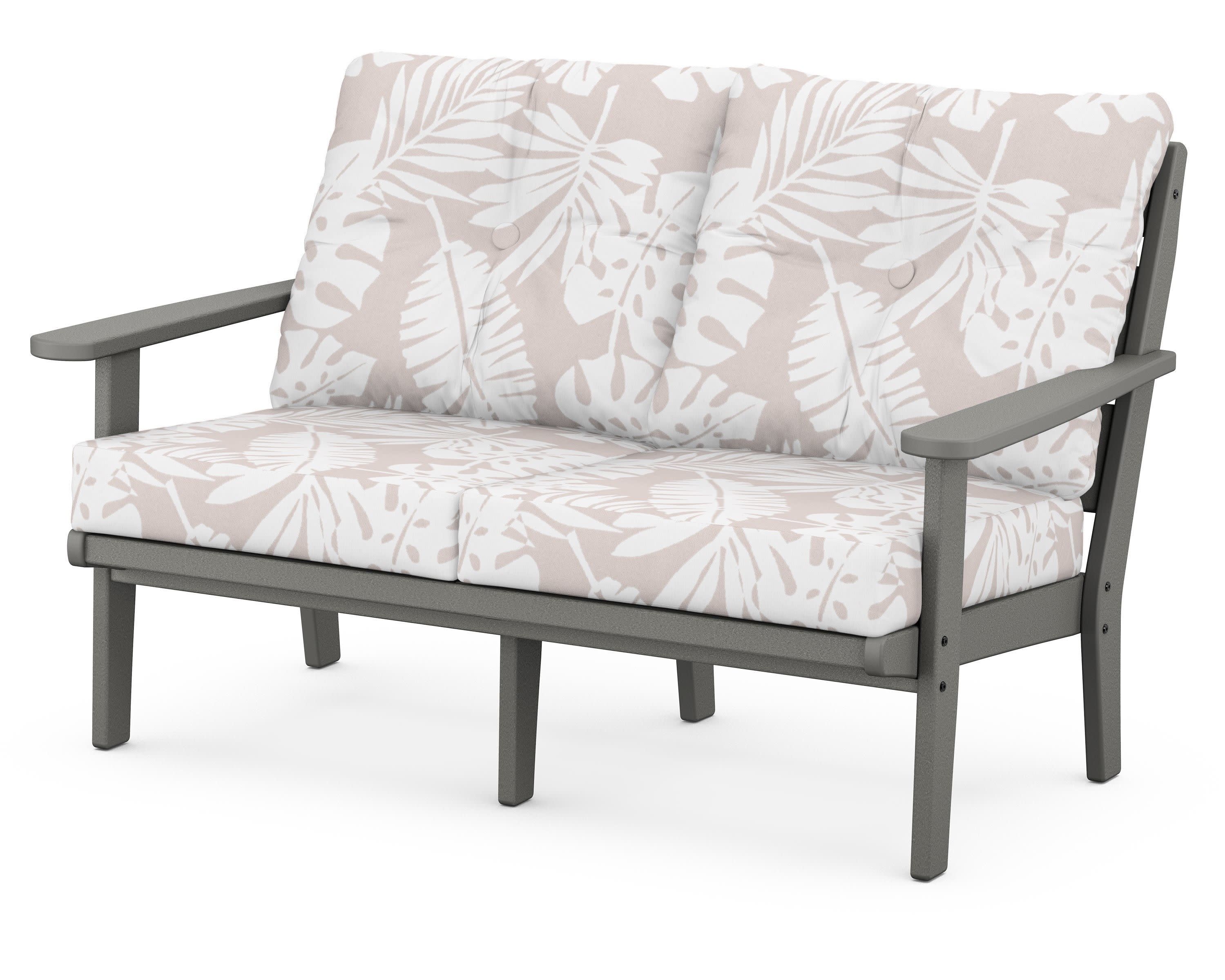 Lakeside Deep Seating Loveseat in Slate Grey / Leaf Dune Burlap
