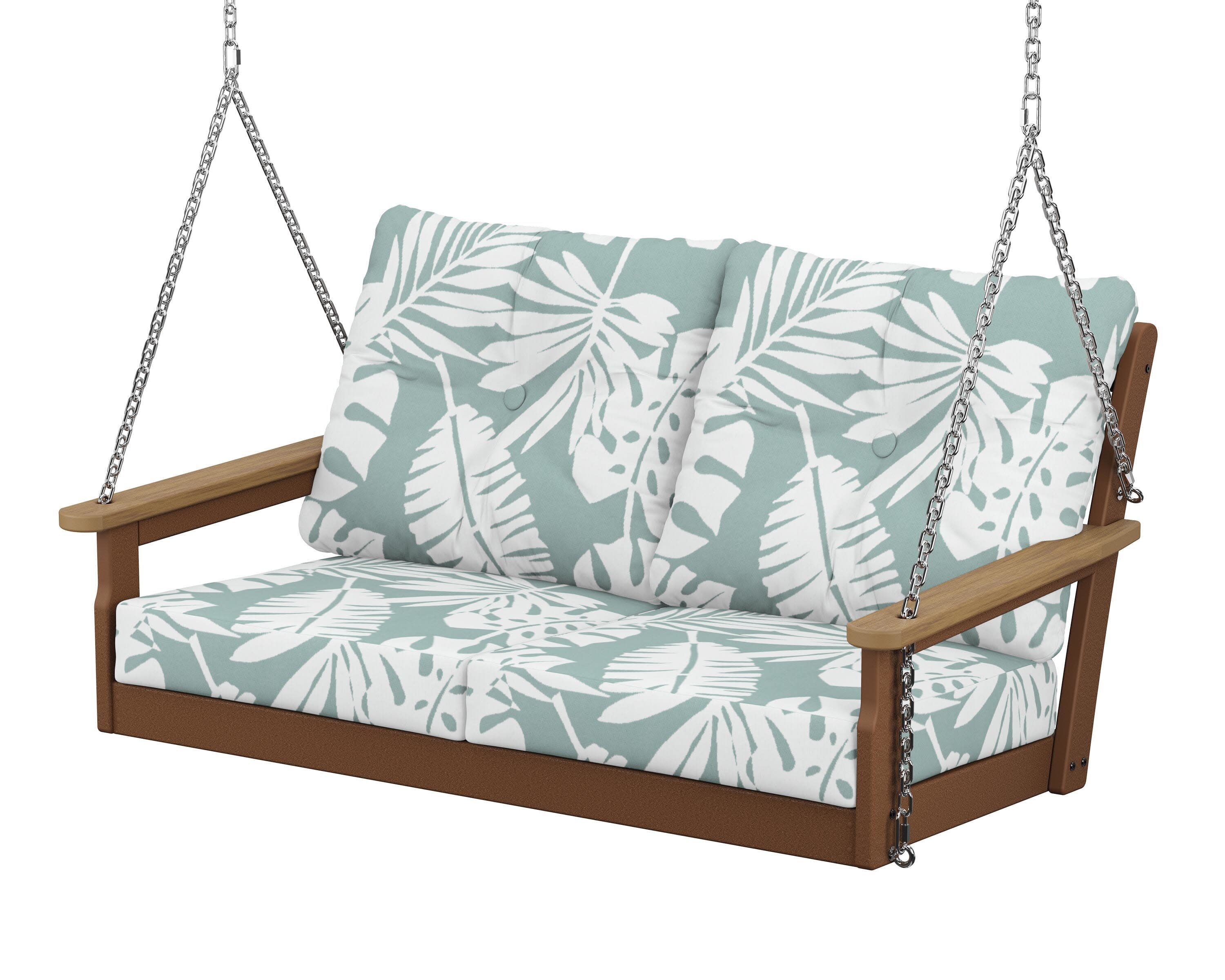 Vineyard Deep Seating Swing in Teak / Natural / Leaf Glacier Spa