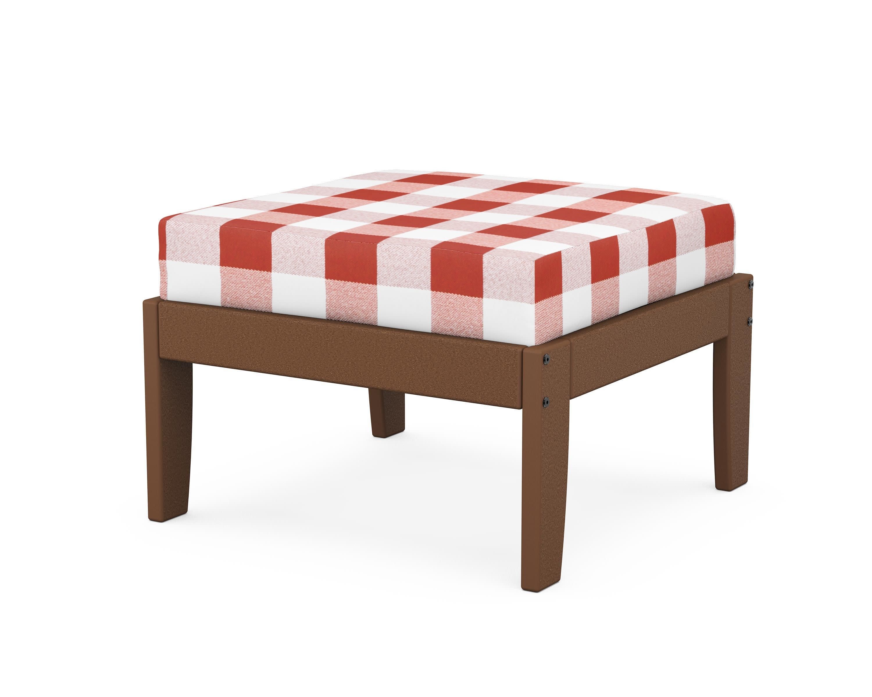 Modular Ottoman - Classic in Teak / Buffalo Plaid Crimson