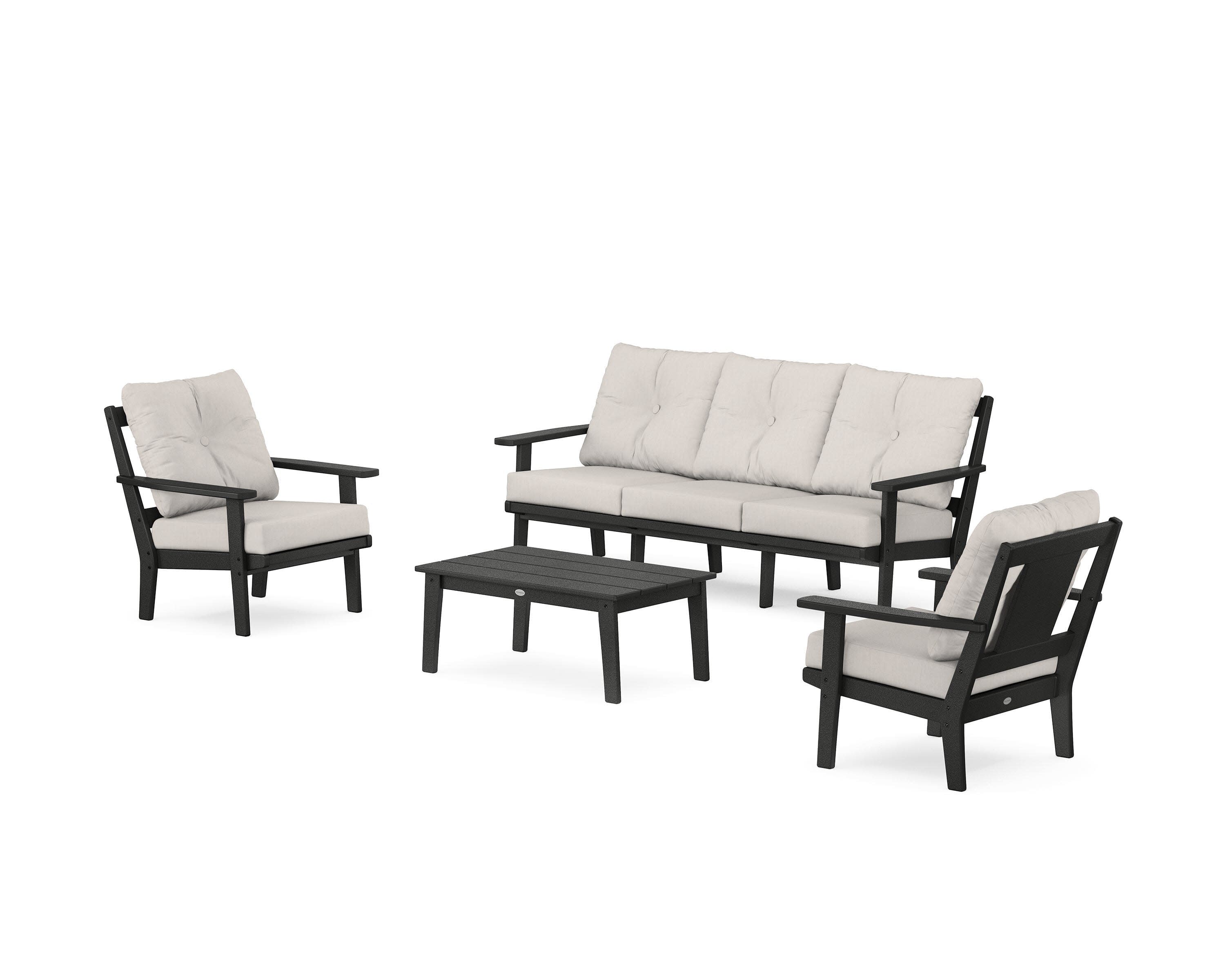 Prairie 4-Piece Deep Seating Set with Sofa in Black / Cast Ash